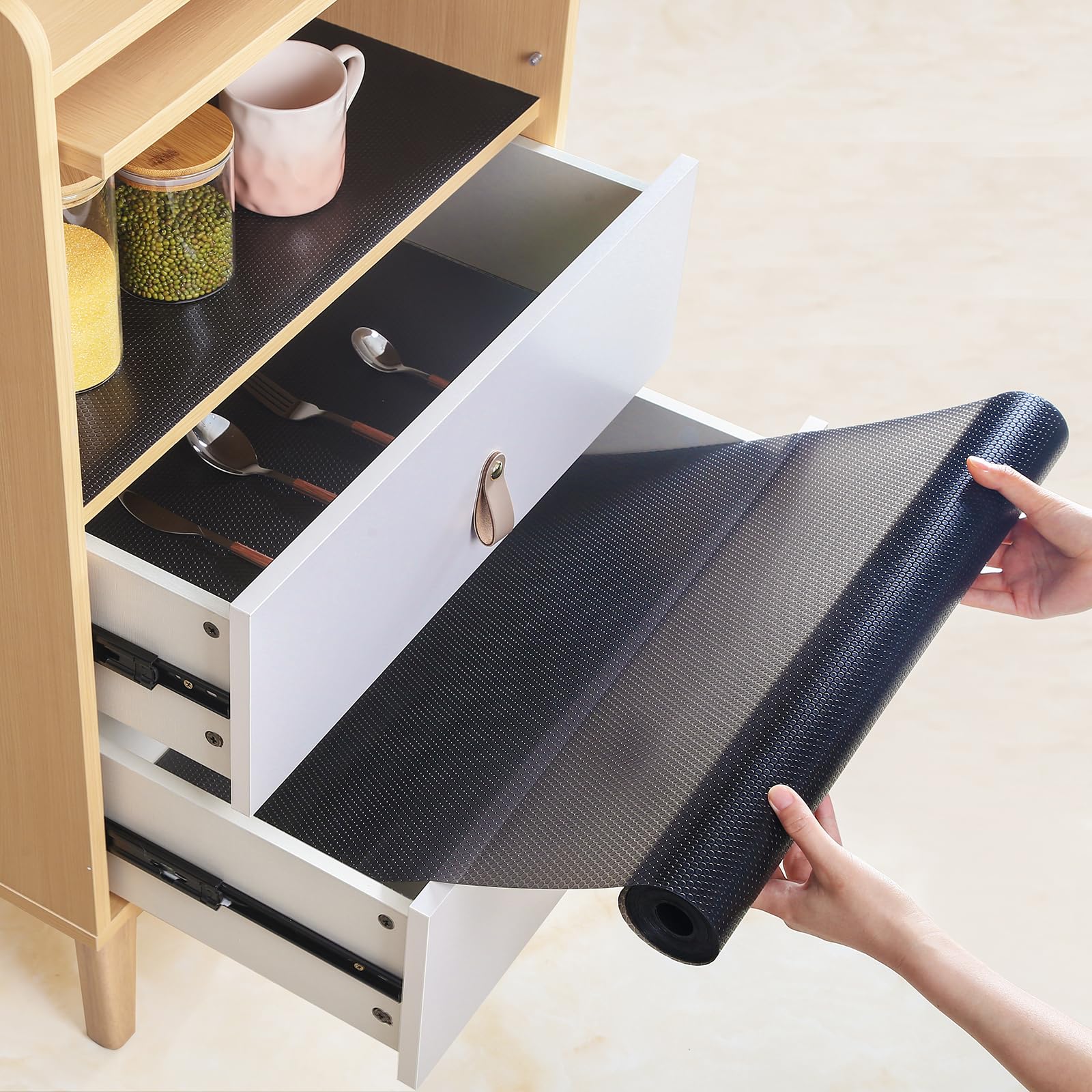 Translucent Black Shelf Liners - Washable, Waterproof, Oil-Proof EVA - Customisable 44.5cm x 6m-image-1f594e2a-bdcd-4679-98a4-b47d58463949-66980