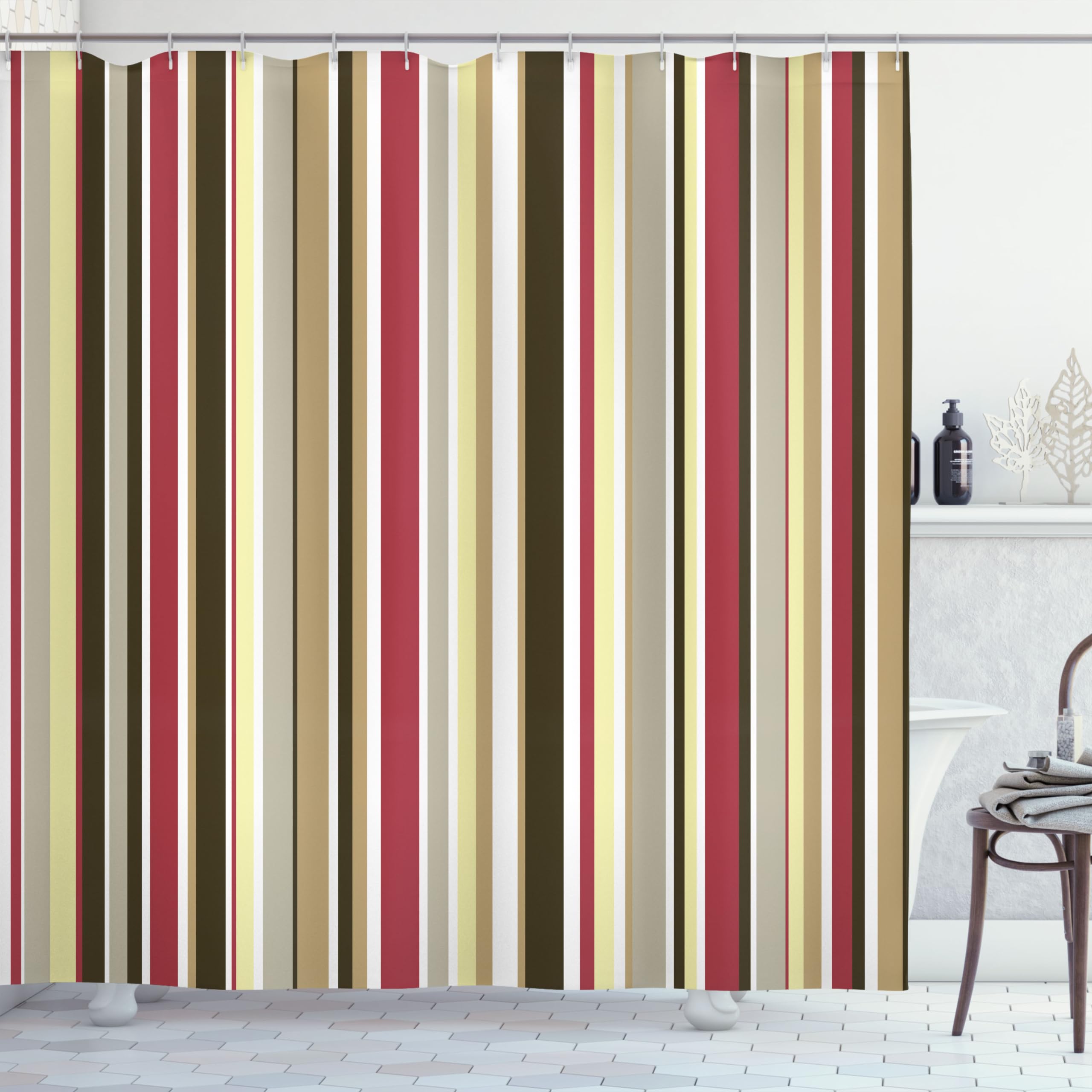 Pastel Shower Curtain 175x200 cm - Pale Yellow Stripes-image-b3c68990-1ab5-424b-a5f3-94f3f85ad91d-63627