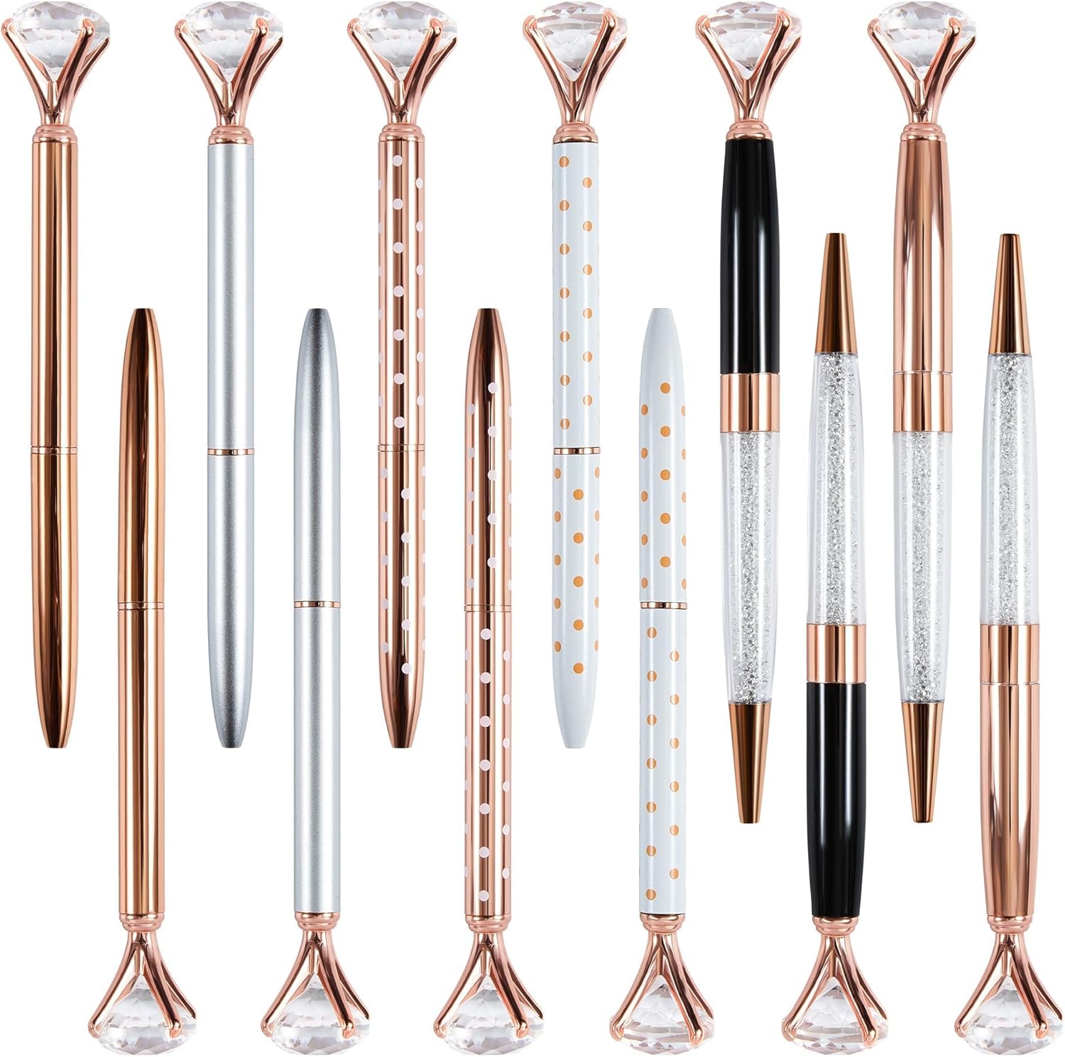 Eyourlife 12 PCS Diamond Crystal Pens, Rose Gold & Silver-image-a9e920c4-6334-4dfb-8e7d-50eefe3367d8-57558