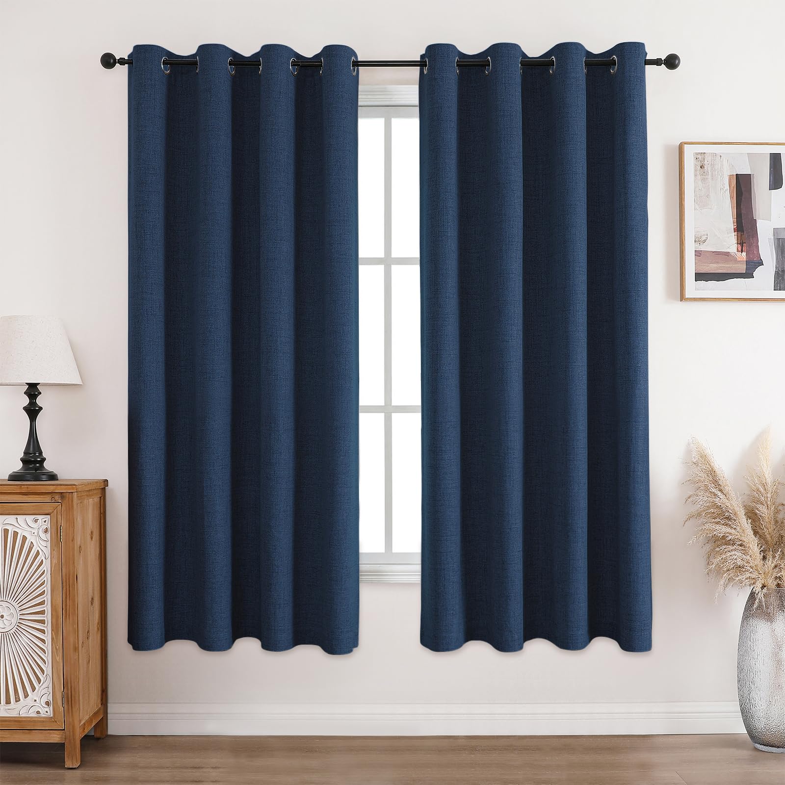 Blackout Thermal Eyelet Curtains - Blue W 52" x L 72"-image-e601cf4b-9e5e-4881-9aa2-ab8f77e0f096-95168