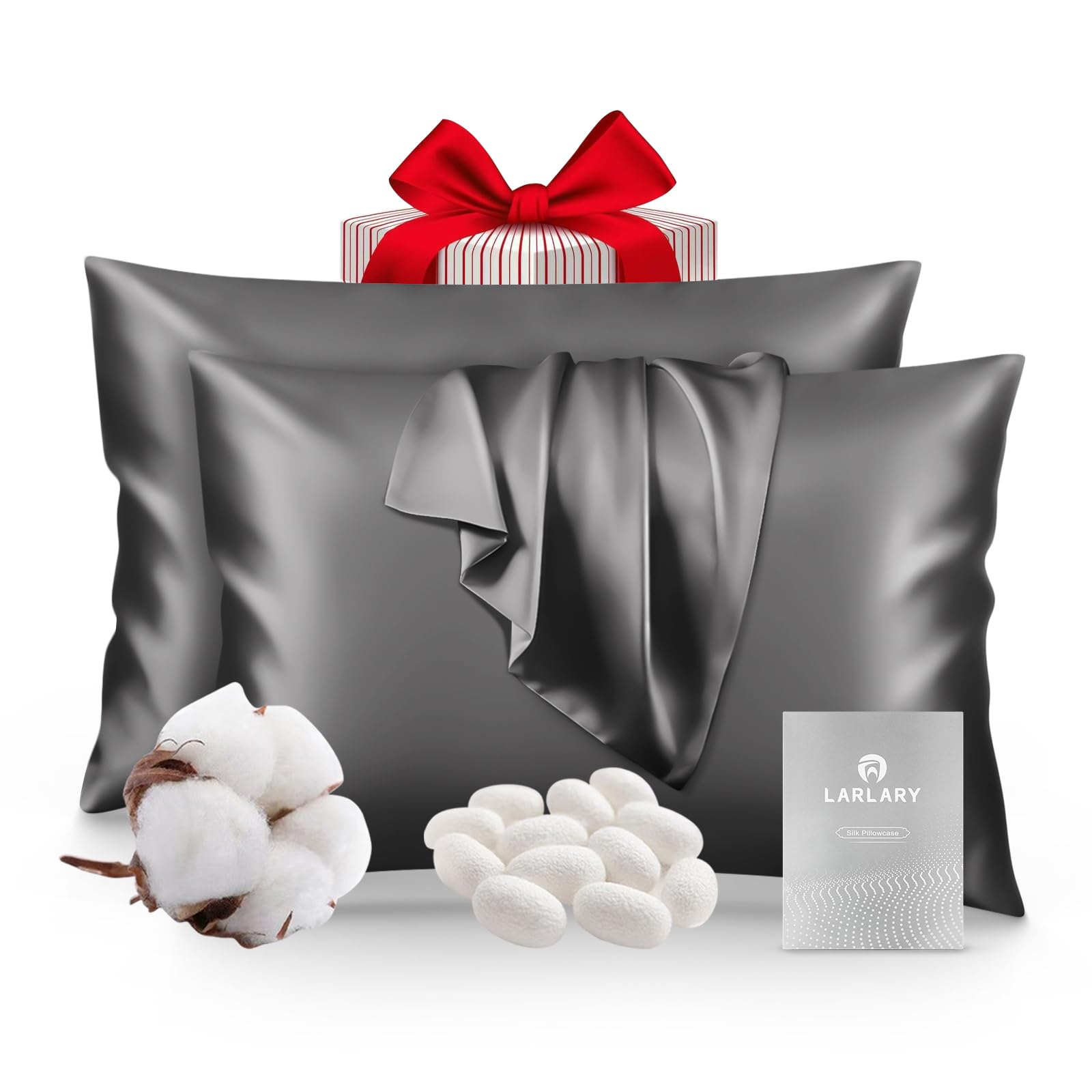 Larlary Silk Pillowcase Silk, (50x75 cm), 90% 10% (2, White)-image-c2031bd0-4682-4ef4-89d6-581cf82c551d-65083