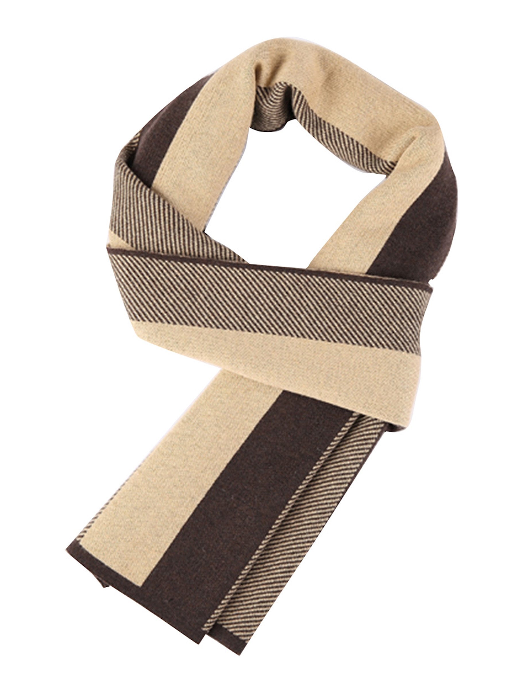 Men's Wool Blend Knitted Scarf - Brown & Khaki 180×30cm-image-ed7da377-08bb-4cab-a22d-6e0a11320188-117233