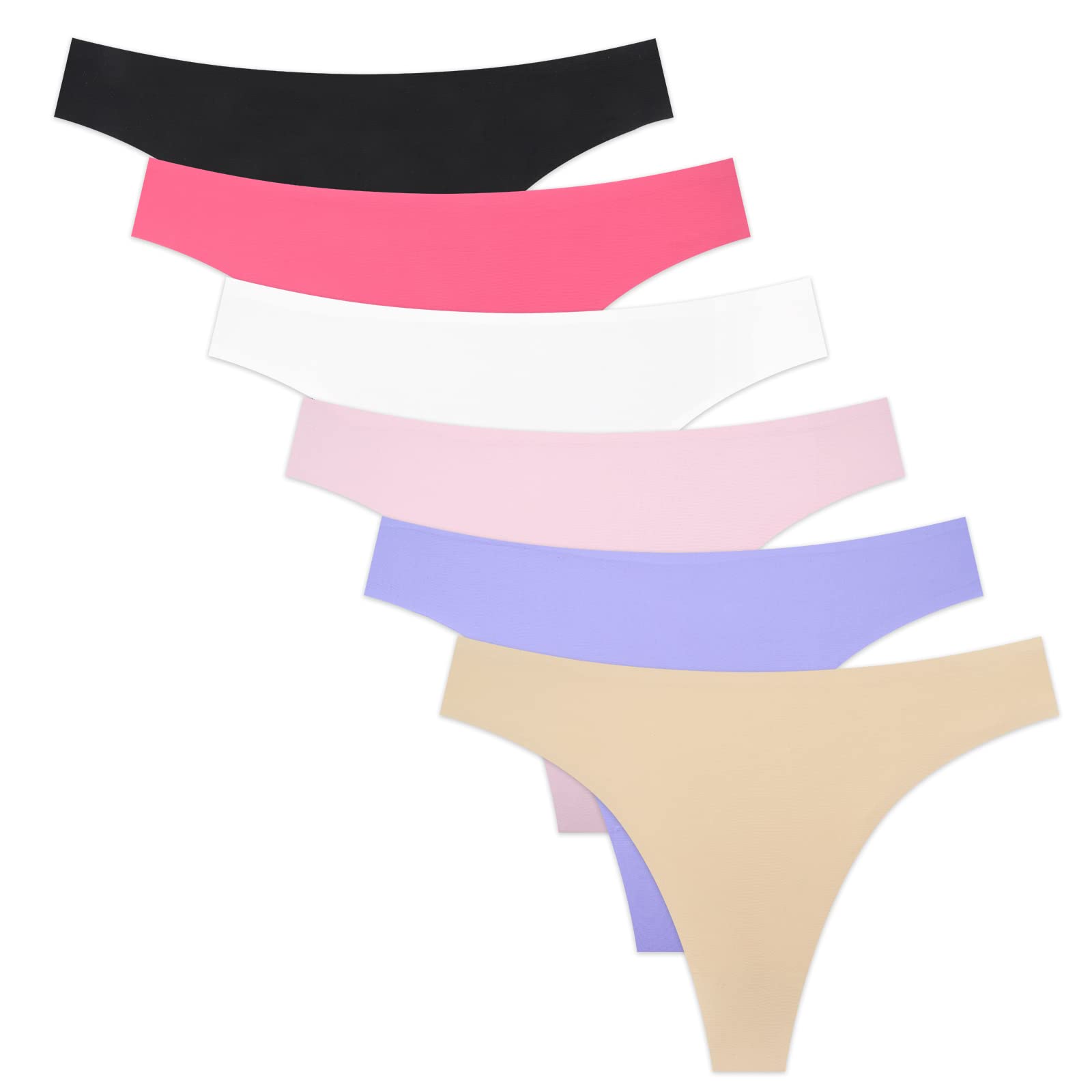 Yrendenge 6 Pack Ice Silk Seamless Low Rise Thongs for Women - Multicolor No Show Knickers-image-8a3cd4b3-1896-46a8-aed6-693d842d77ef-54376