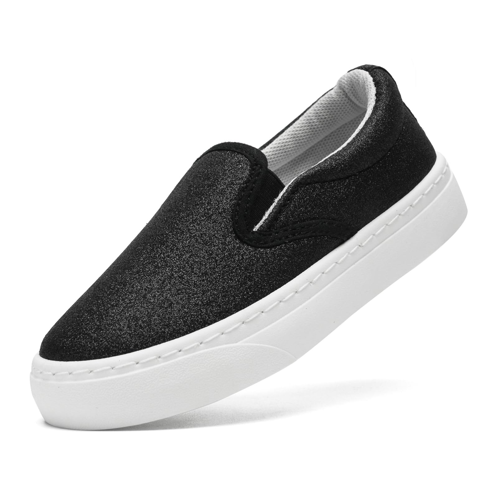 Girls Glitter Slip-On Trainers - Black UK 13.5 Child-image-e5f9b63e-380e-4735-bd7b-0f24909feb58-107616