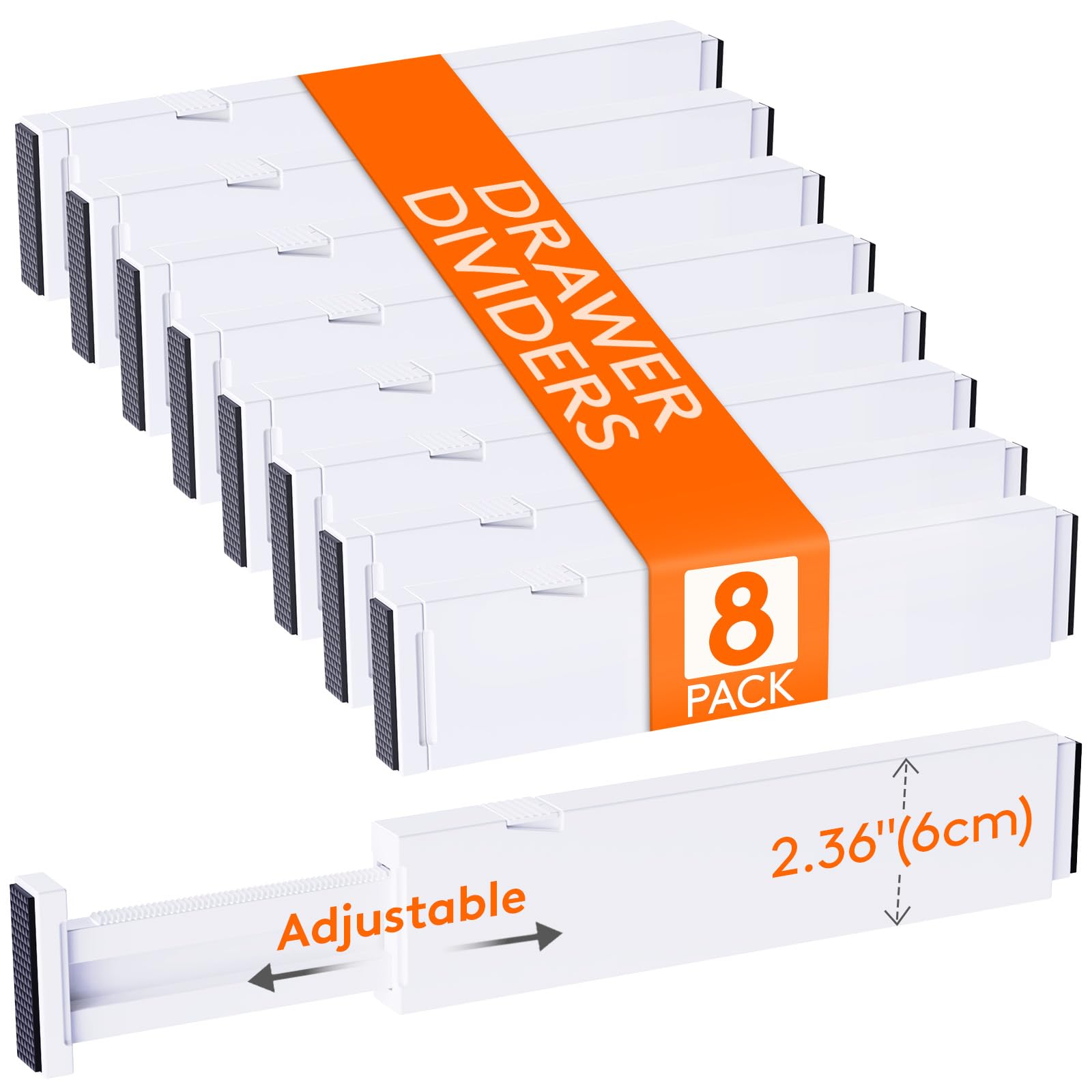 8 Pack Adjustable Drawer Dividers - White 16-22"-image-56140426-b81c-46a2-81c8-97ba6b35481f-92891