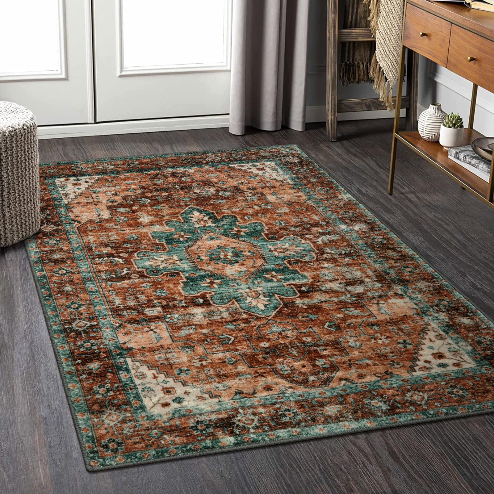 Non-Slip Soft Vintage Boho Washable Rug - 60x130cm Short Pile Carpet for Living Room & Bedroom-image-1e959938-fe9e-4d0e-ba13-c86bbb85b237-53265