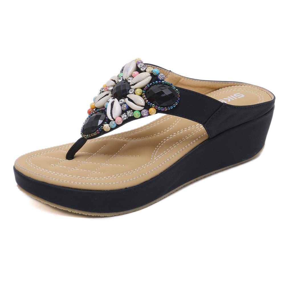 Women's Wedge Sandals Rhinestone - Black UK 4-image-2e1f5246-4c43-48dc-830d-56aec069db70-111163