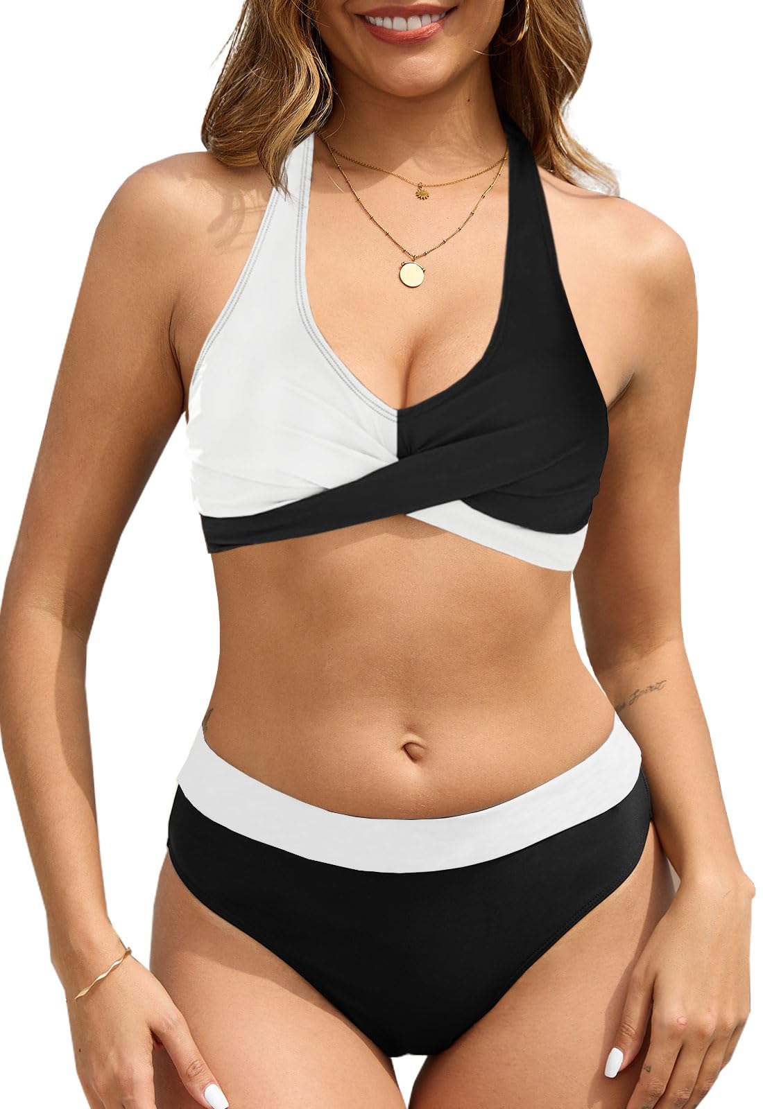 Two Piece Swimsuit - White/Black-image-8ff6a34d-ef7e-4a22-9823-b612dcedea5c-87980