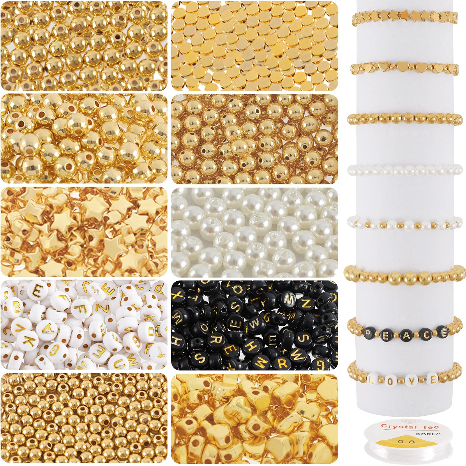 Whaline 1500pcs Bead Making Kit - Gold, White, Pearl Beads for DIY Jewellery Crafting-image-1fb932fb-81f5-4ed5-a3e7-7eaebf05c747-66711