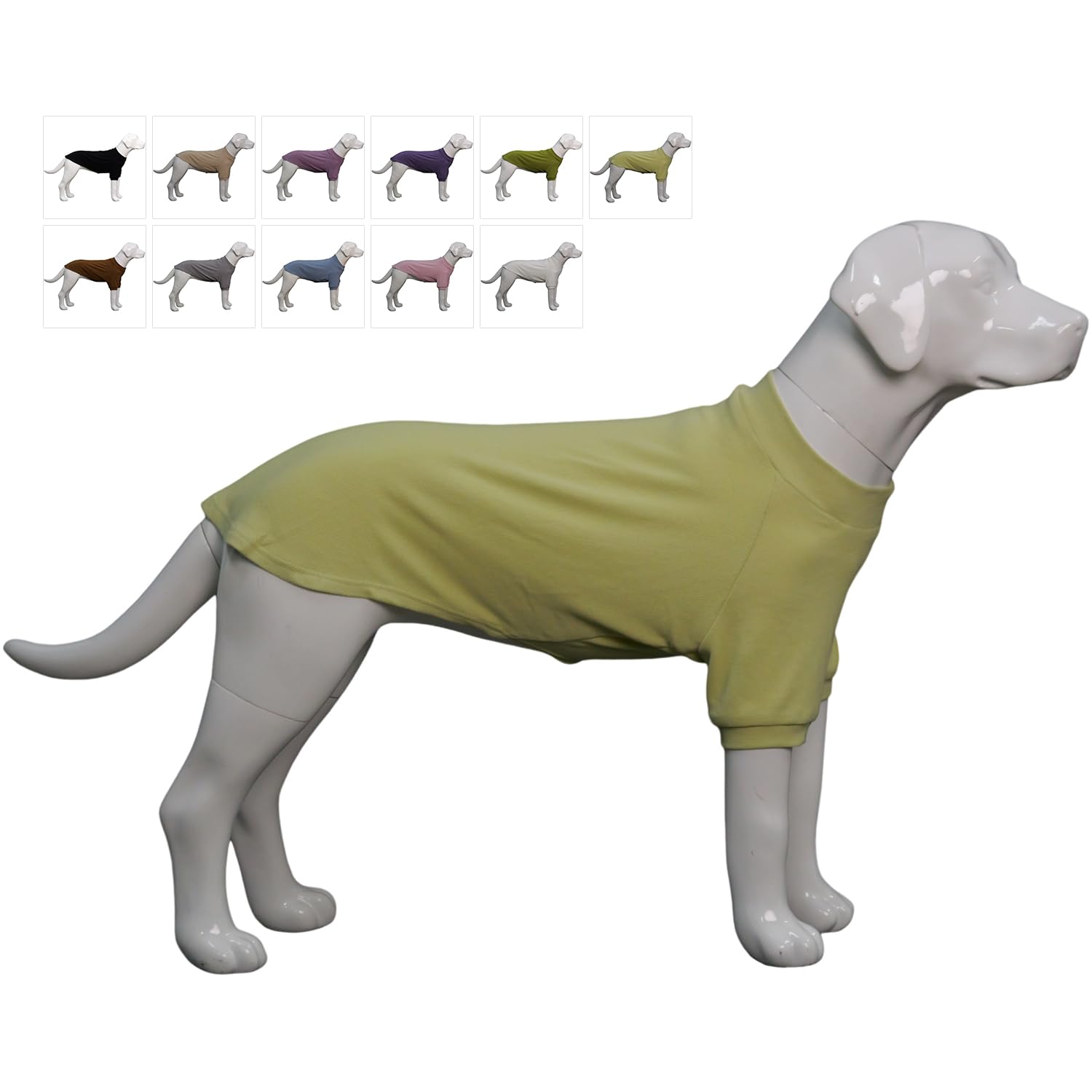 Dog Cotton T-Shirt Ribbed Knit - Chartreuse 3XL-image-95adb61d-576d-429f-a81b-d88fd601df56-98540