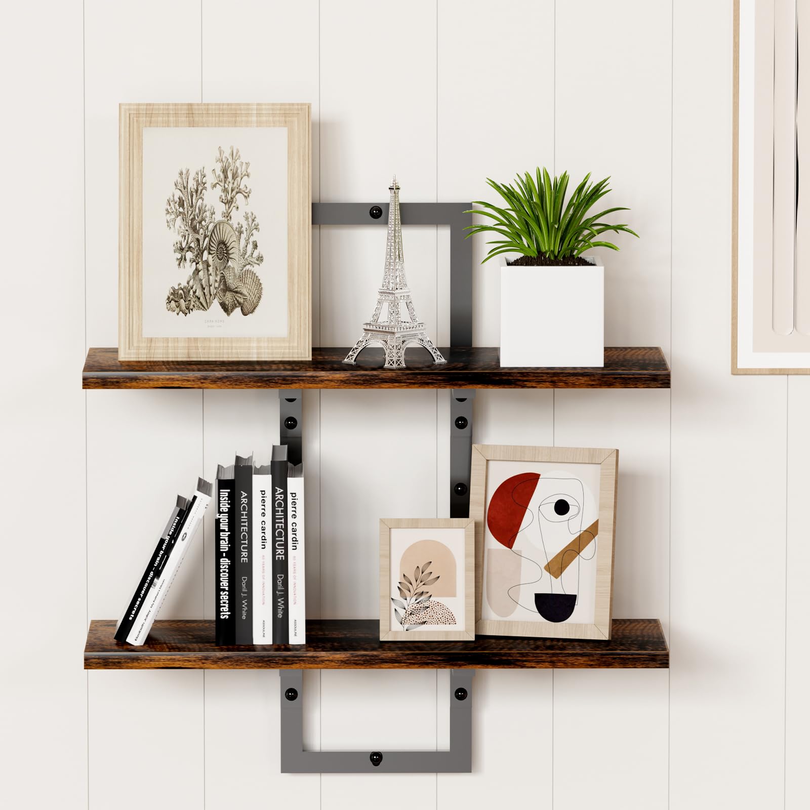 2 Tier Floating Shelves Wall Mounted - Wood 16.5 in.-image-6b0b5cd9-5313-4e3c-aed1-597161bee29d-112201