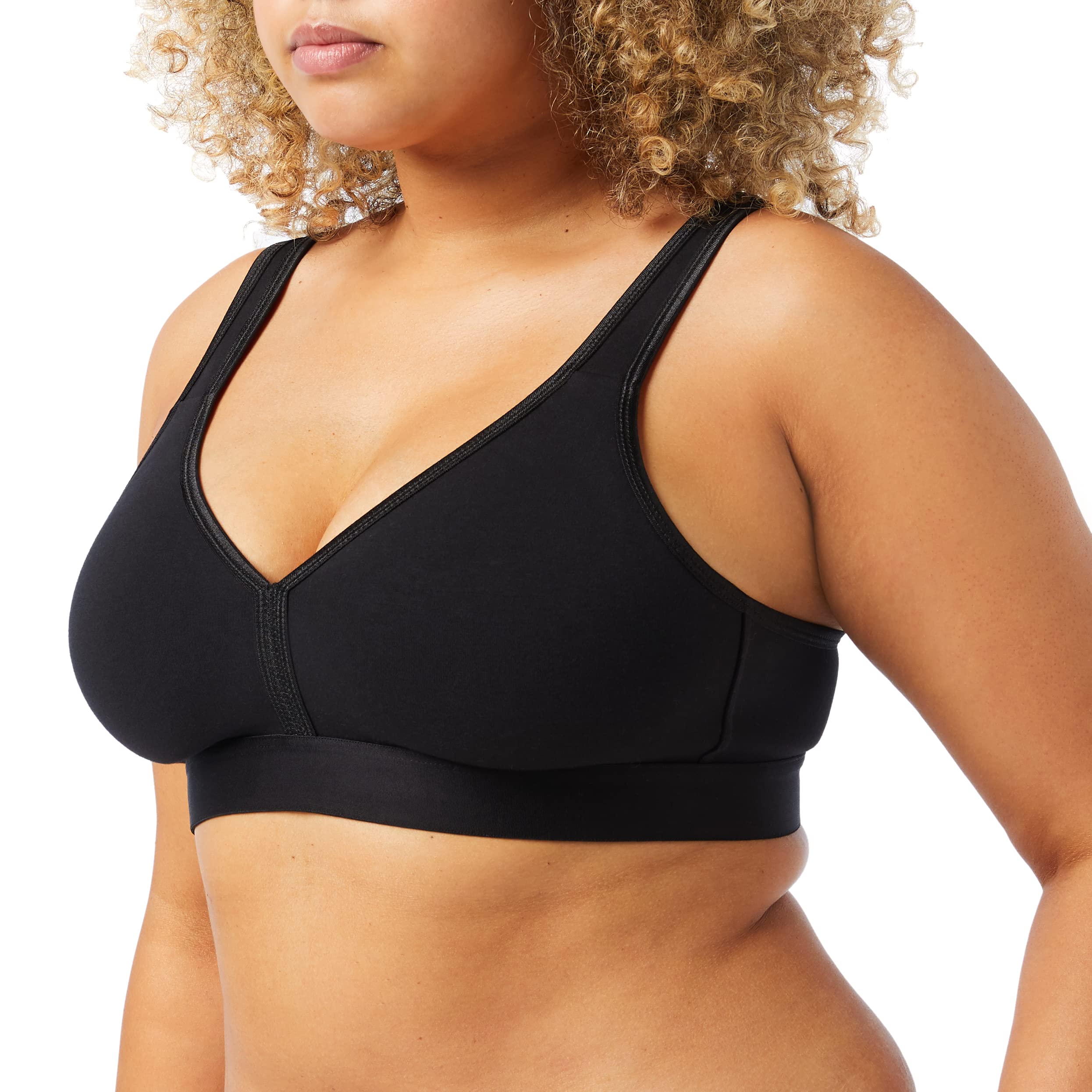 Women's Soft Cup Bra Wireless Cotton - Black 40D