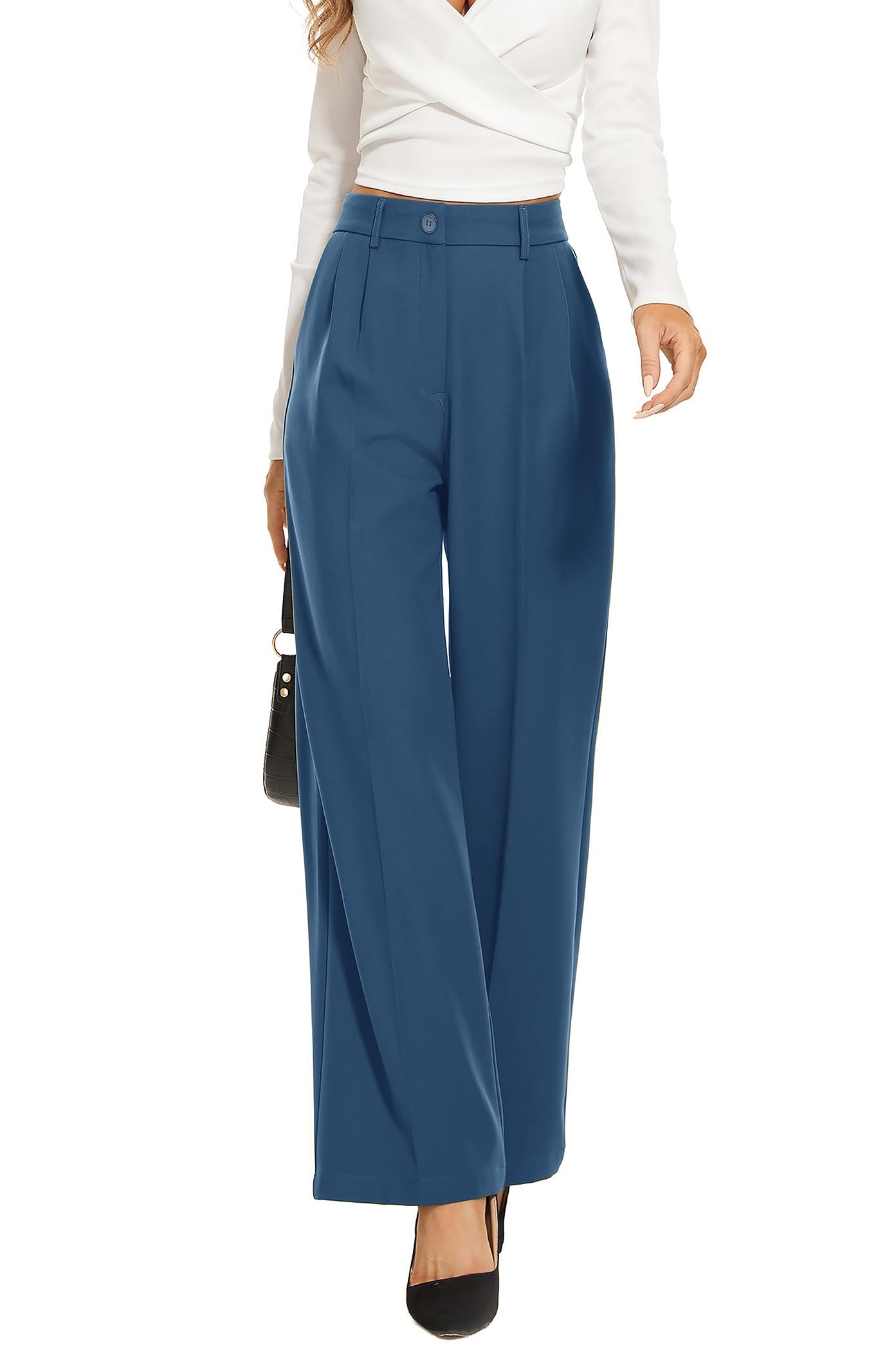 Women's Wide Leg Trousers - Denim Blue M-image-6f1d0e7f-1592-43b3-af94-cd23474ce90e-106756