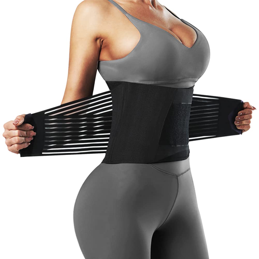 Waist Trainer Belt for Women - Slimming Sauna Sweat Belt with Dual Belly Bands for Fitness - Black-image-ef3097db-b284-4989-8efd-189146853f76-65555