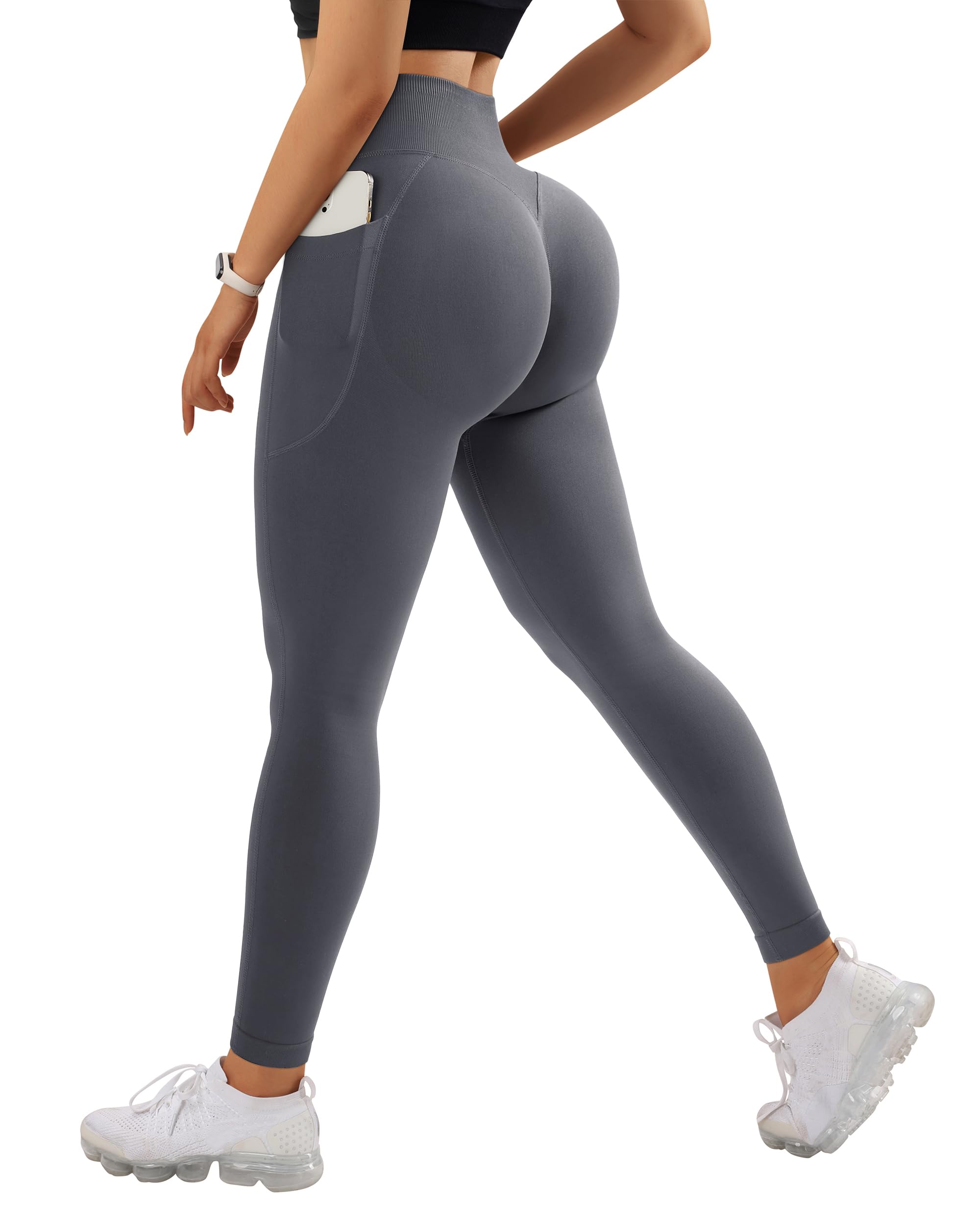Women's Seamless Gym Leggings - Grey XL-image-d49b822a-b8bd-4e7e-a43e-daafa7cad661-106723