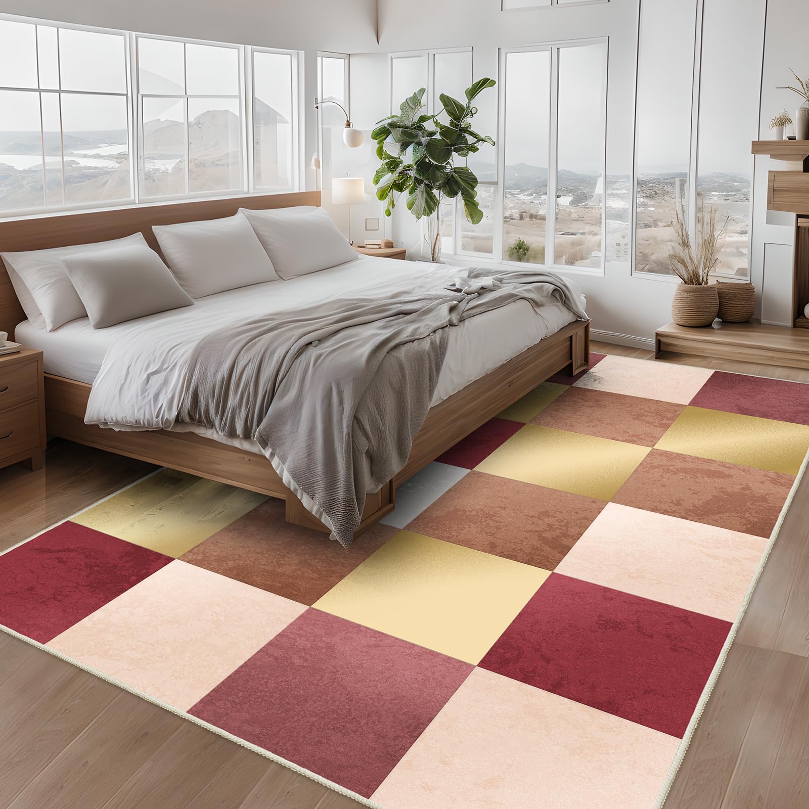 Modern Abstract Area Rug - Red/Gold 160x230cm-image-844aef0d-6acc-4454-bde9-b1ad8862f671-82435