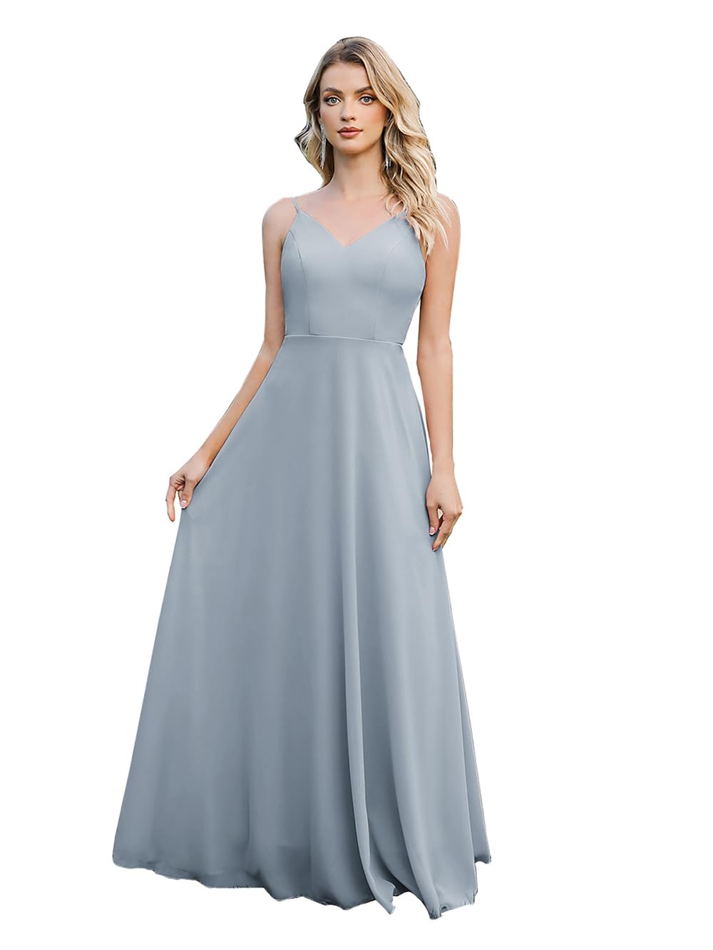 Women's Lace Chiffon Bridesmaid Dress - Dusty Blue L-image-698f795d-3ea1-4402-9258-e77ea688970f-113969