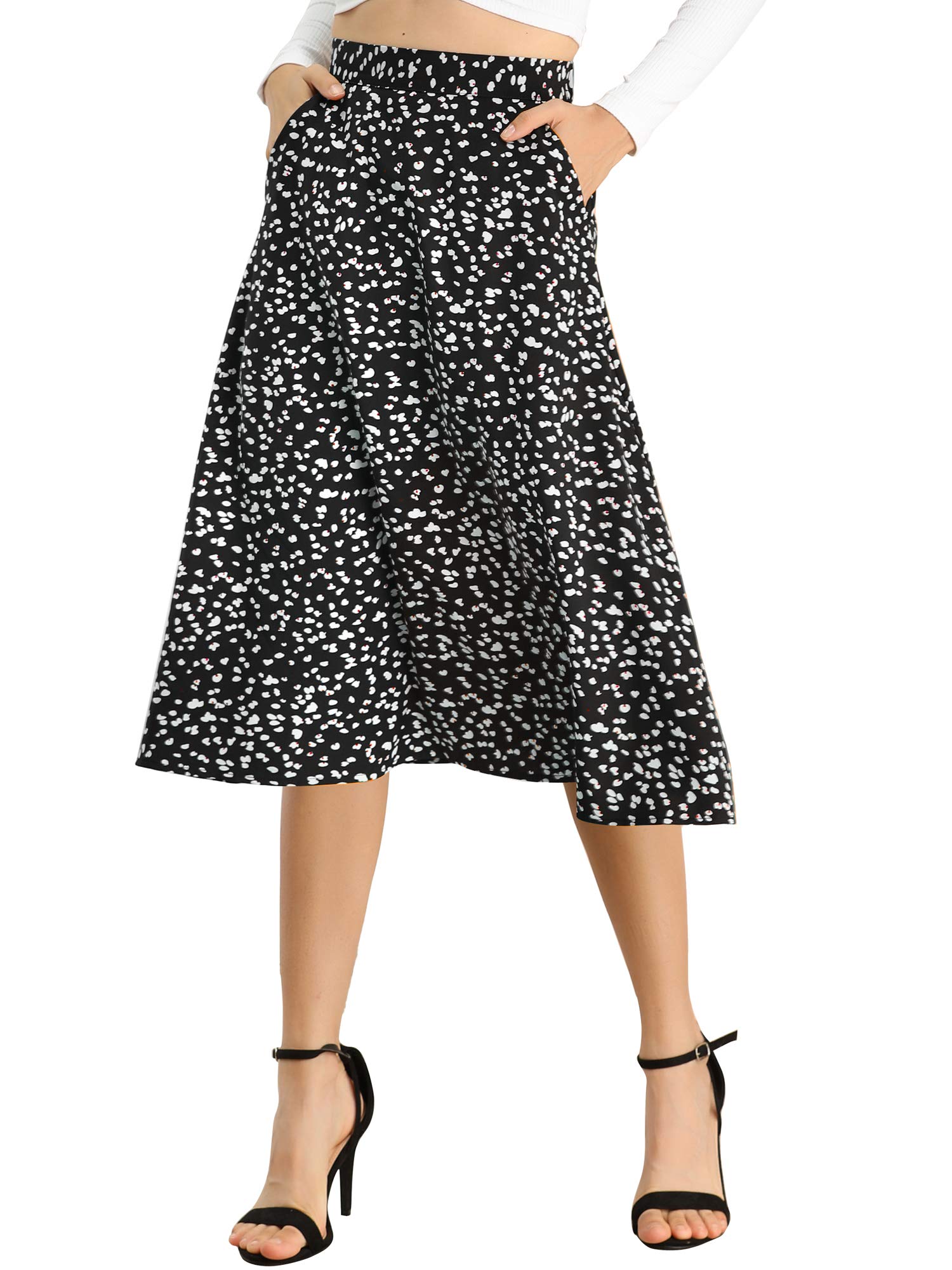 Floral A-Line Midi Skirt Chiffon - Black 16-image-0ac48ecb-f1f8-4872-a052-6fa935551d59-115338