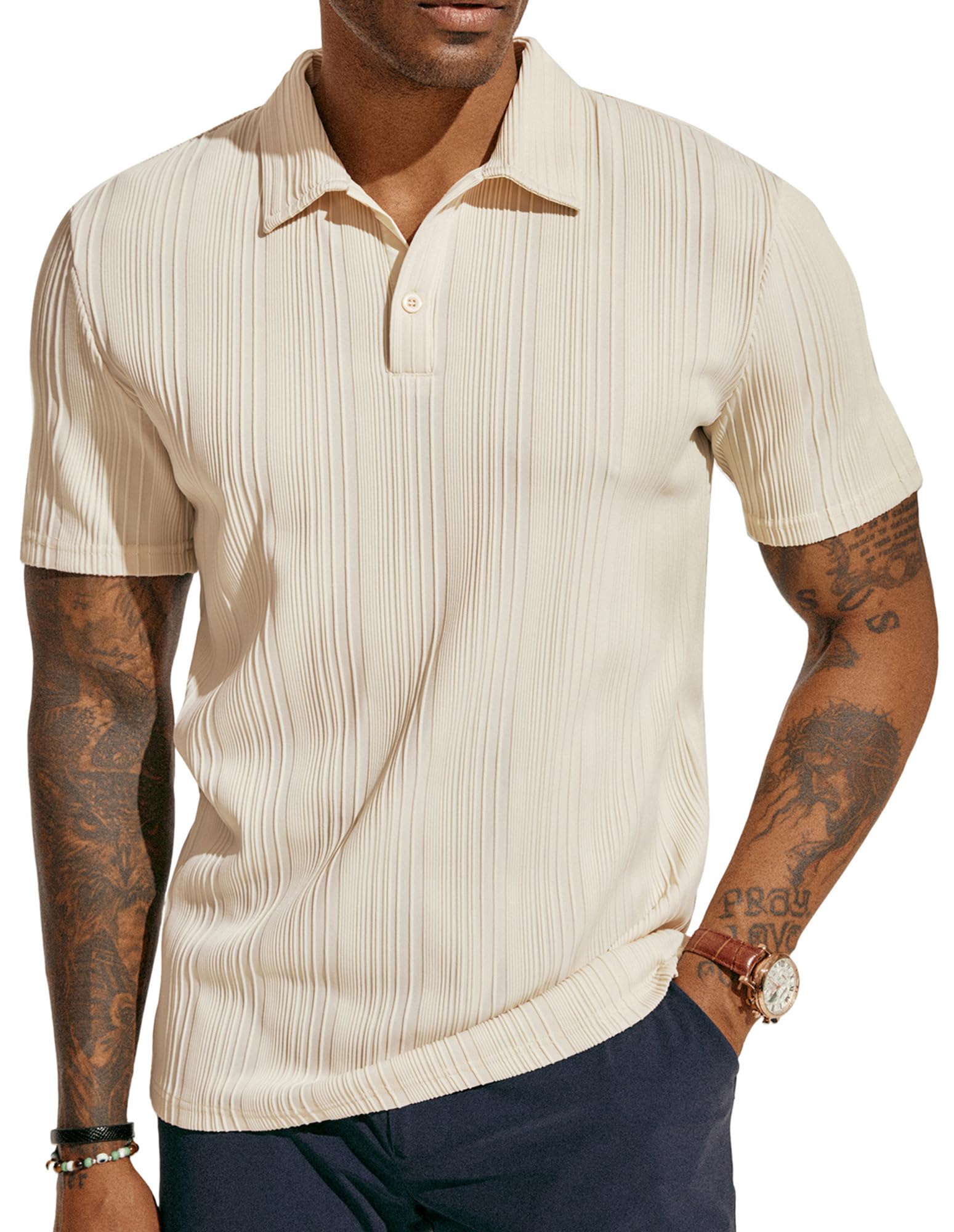 Men's Polo Shirt Stretch Knit - Apricot XXL-image-23f44da7-d6eb-4bee-9444-70eca9533c61-96991
