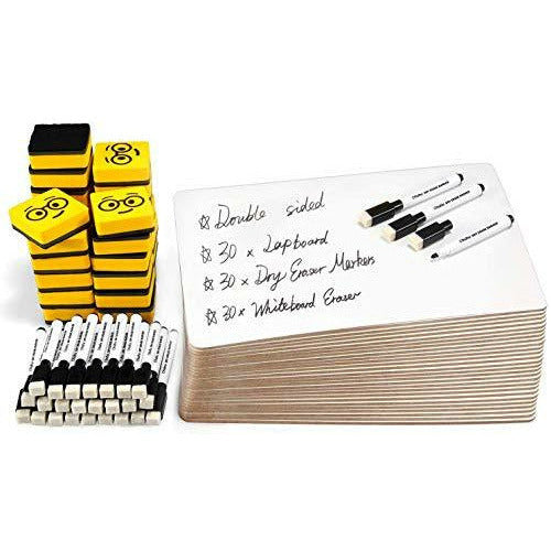 Ohuhu Set van 25 gevoerde/effen droogwisborden - 22,9 x 30,5 cm dubbelzijdige witte bordset - bulk mini-whiteboards met droog wissen voor studenten, klaslokaal leraren, kantoor, terug naar