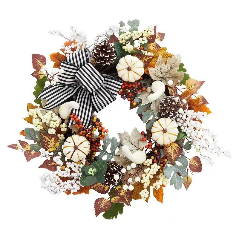 Artificial Autumn Wreath - Green 45cm-image-6a15de95-da08-4044-a6d0-ae858583c6d9-119698