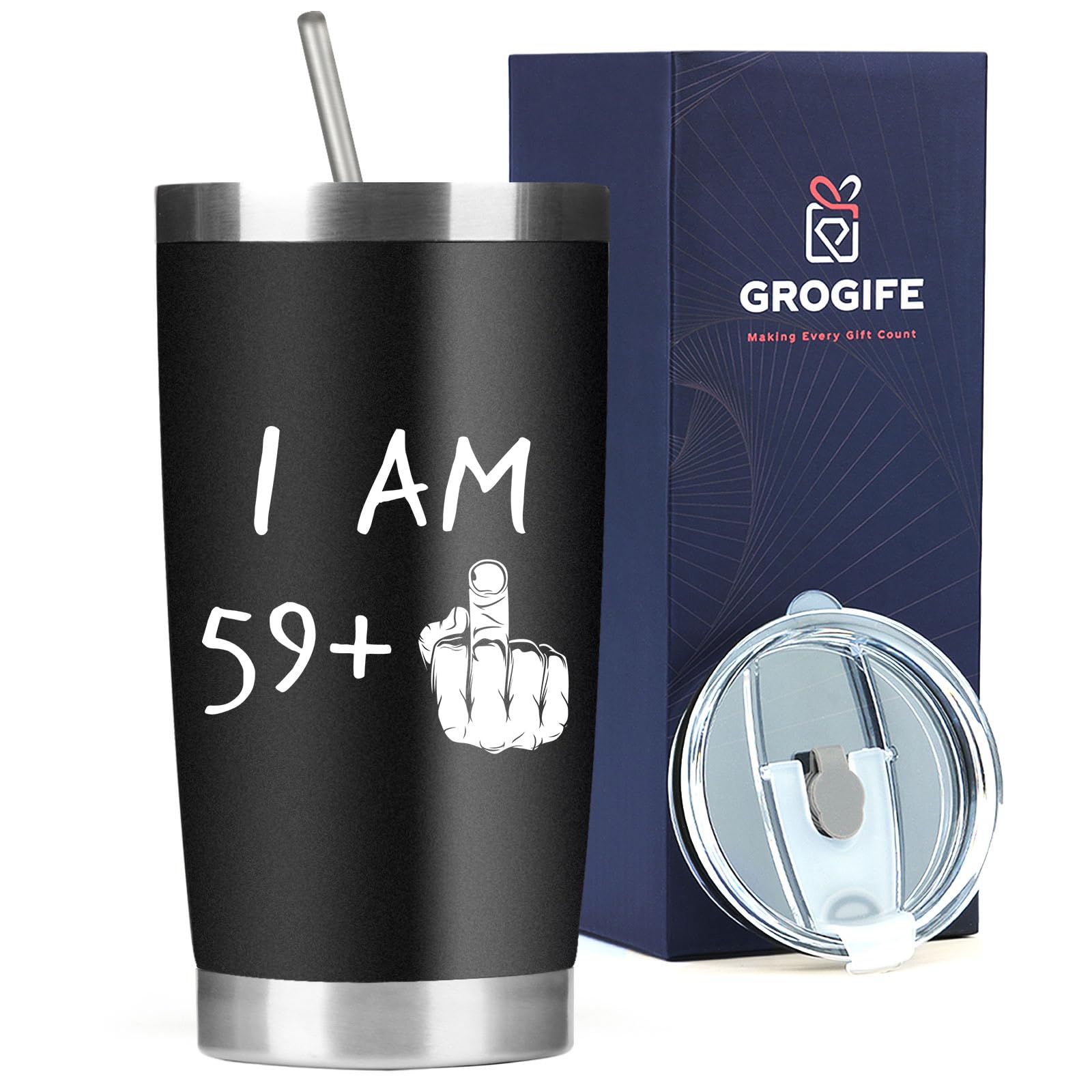 60th Birthday Travel Mug - 600ml Black-image-6c9f66c7-12fe-440f-a823-2fe60c1441c6-86121