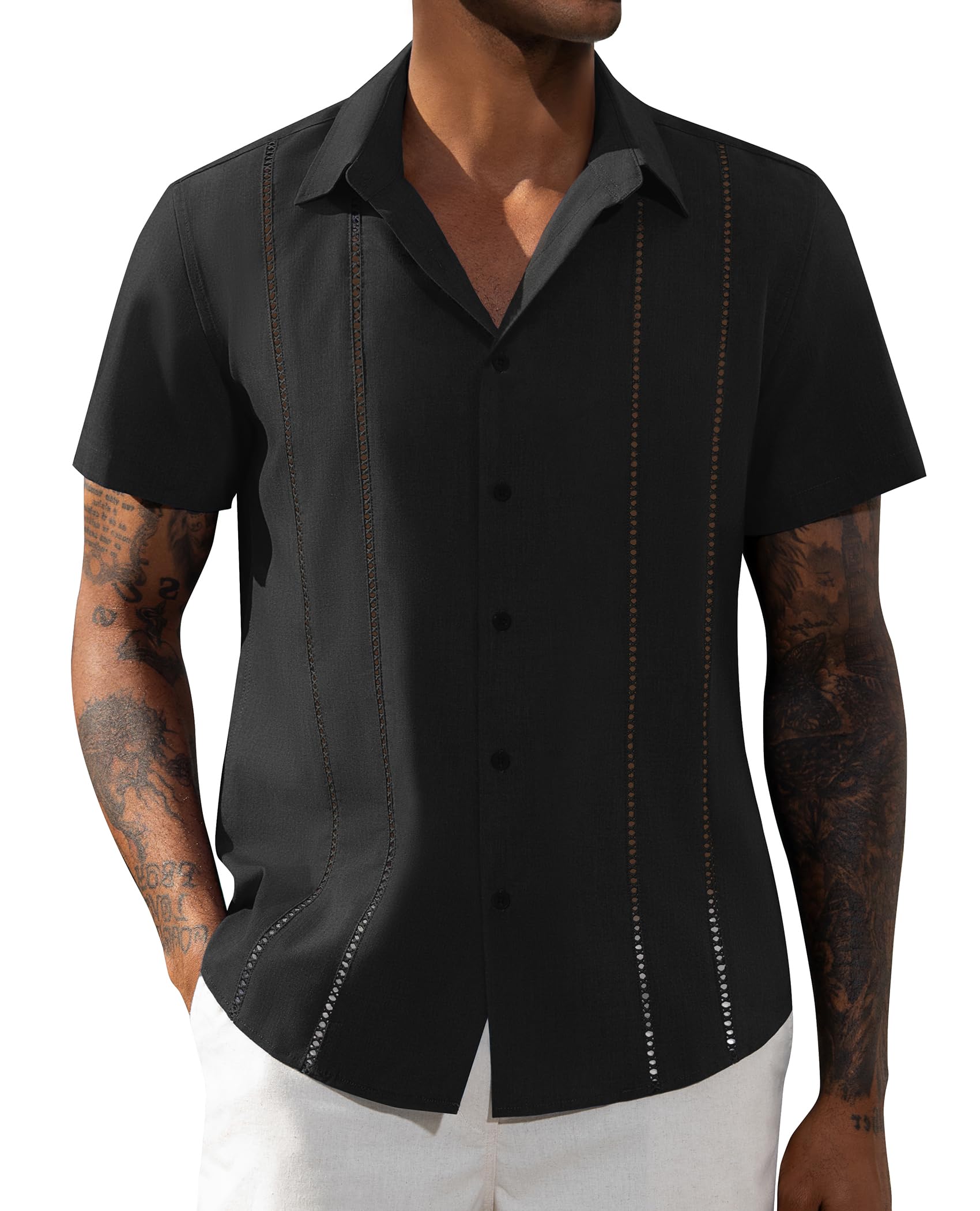 Men's Linen Summer Shirt - Black M-image-92e57630-545c-40bb-b12e-e2f92eae684a-86651