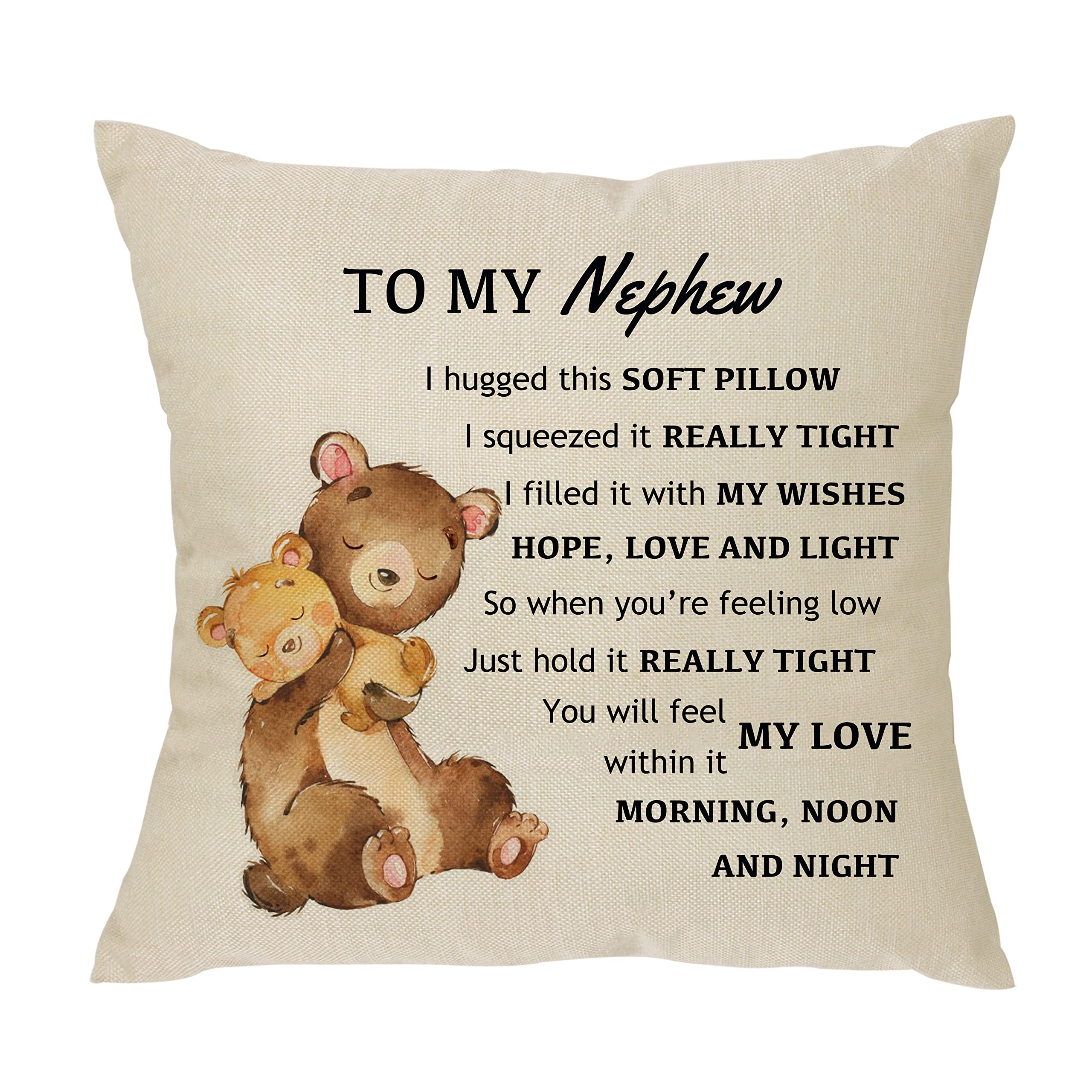 Funny Nephew Pillow Cover 18"x18" - Ideal Birthday or Christmas Gift from Auntie or Uncle