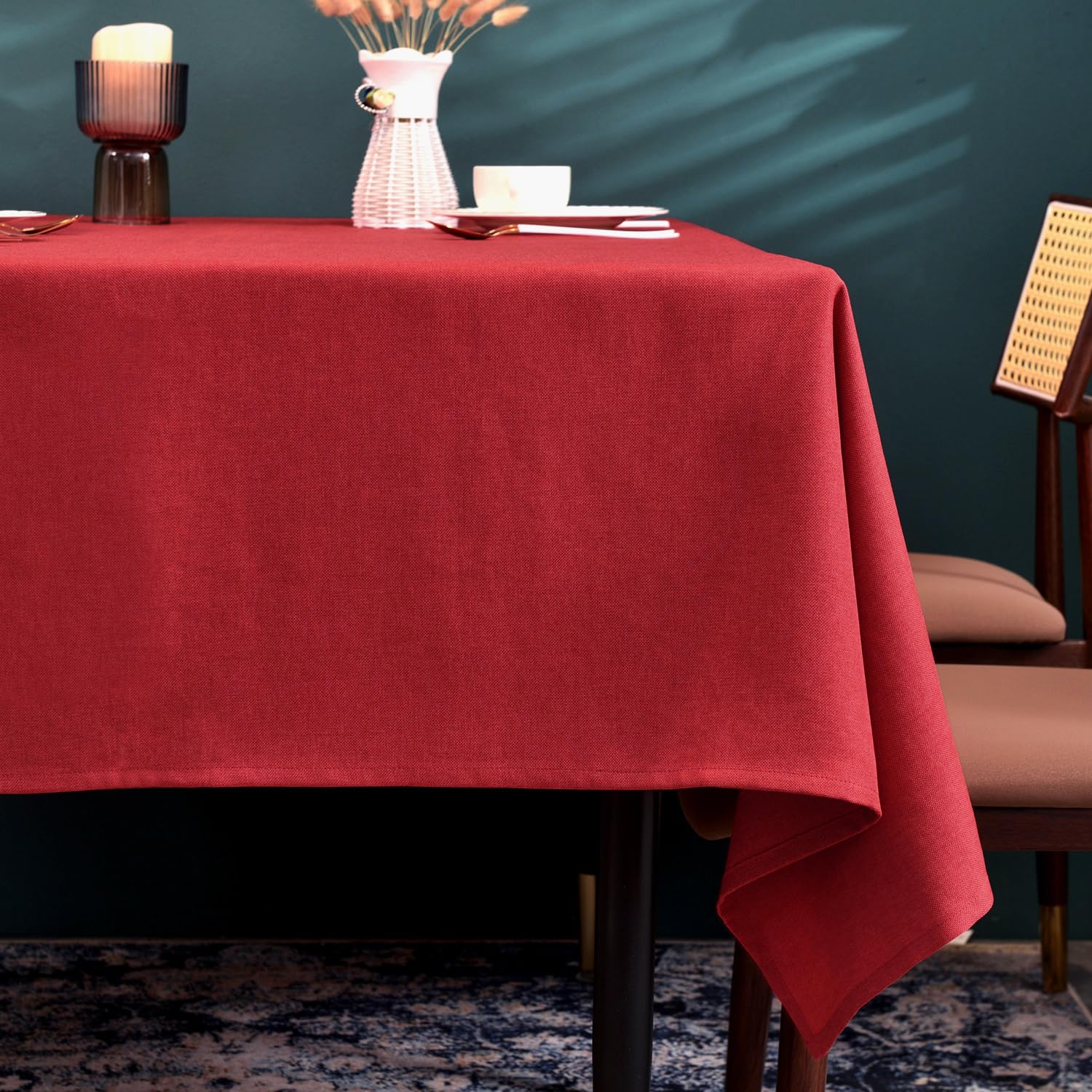 Wipe Clean Rectangular Tablecloth - Red 140x240cm-image-76032c1d-82eb-454c-a9f4-be8bd483a181-87121