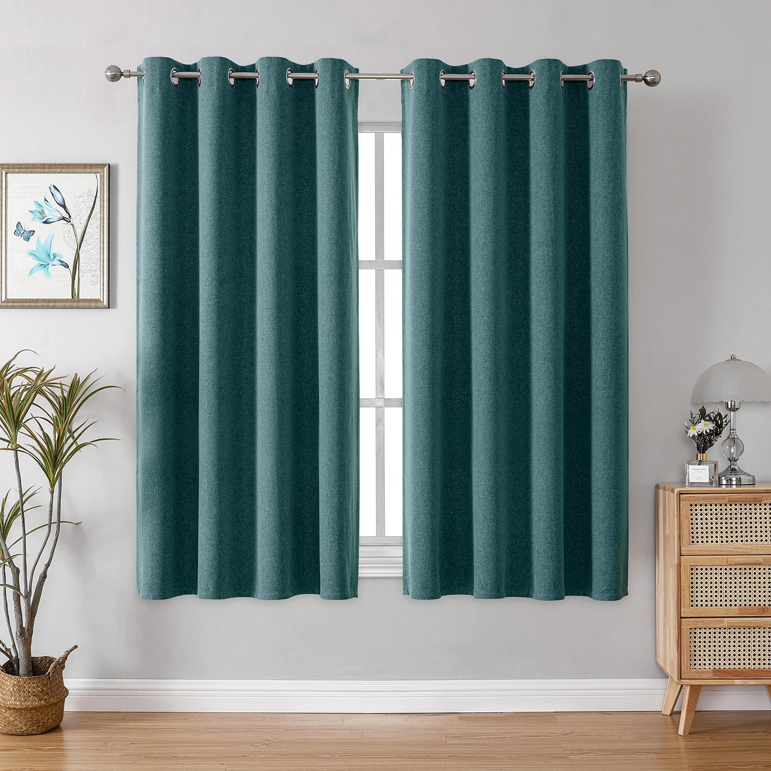 Blackout Thermal Curtains Eyelet - Forest Green 52x63" (2 Panels)
