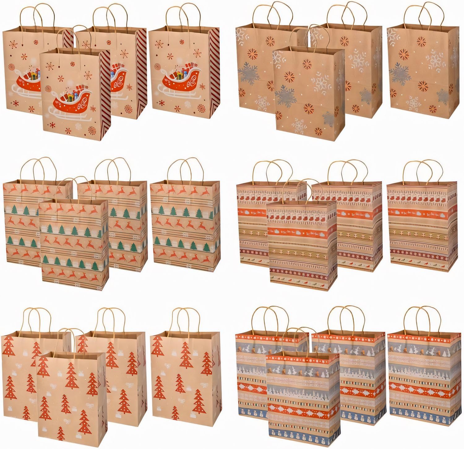 MAOOY 24 Christmas Kraft Gift Bags 27x21x11cm - Eco-Friendly Paper Bags with Handles-image-07d62fa5-8824-444d-9f6d-449ce2686528-61487