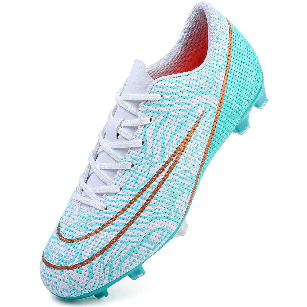 Men's Football Boots Breathable - White/Teal UK 9-image-6d84b5aa-42fc-4971-8732-9b67fb125576-97227