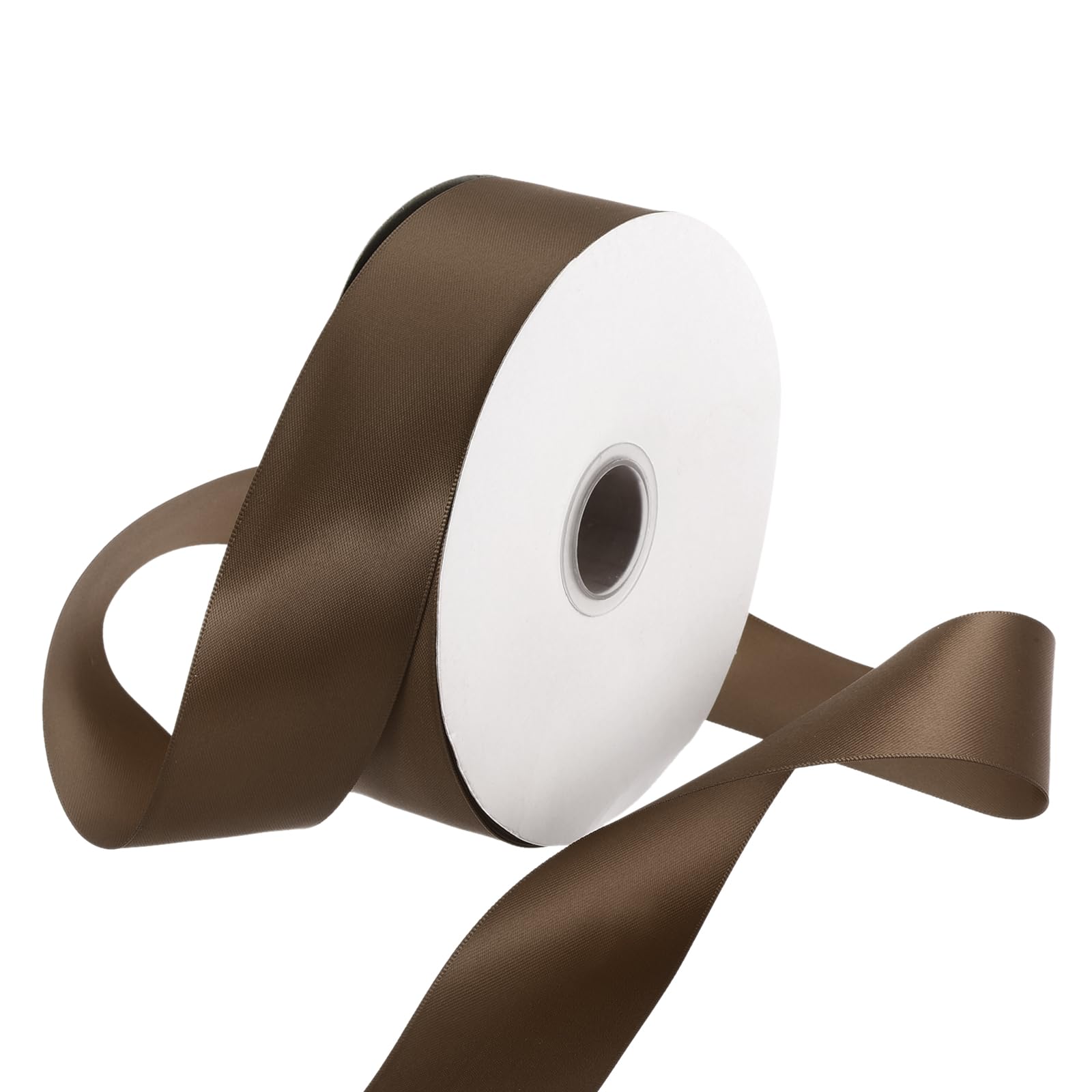 Rebower Satin Ribbon Thick Double Face 38mm 46m 50 Yard/150ft/Coffee