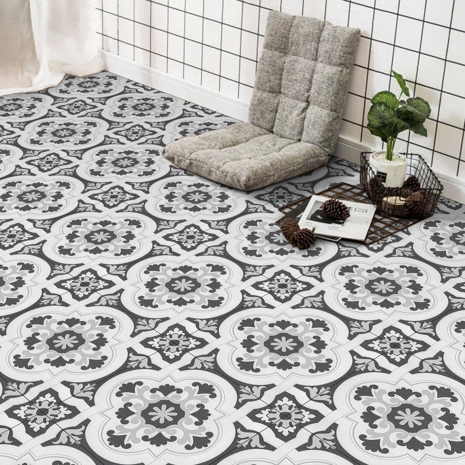 Peel & Stick Vinyl Floor Tiles, Self Adhesive, Waterproof, 30x30cm 20pcs, Ideal for Bathroom & Kitchen-image-88b926fe-49b0-4f17-bb9f-83ee053111e6-77627