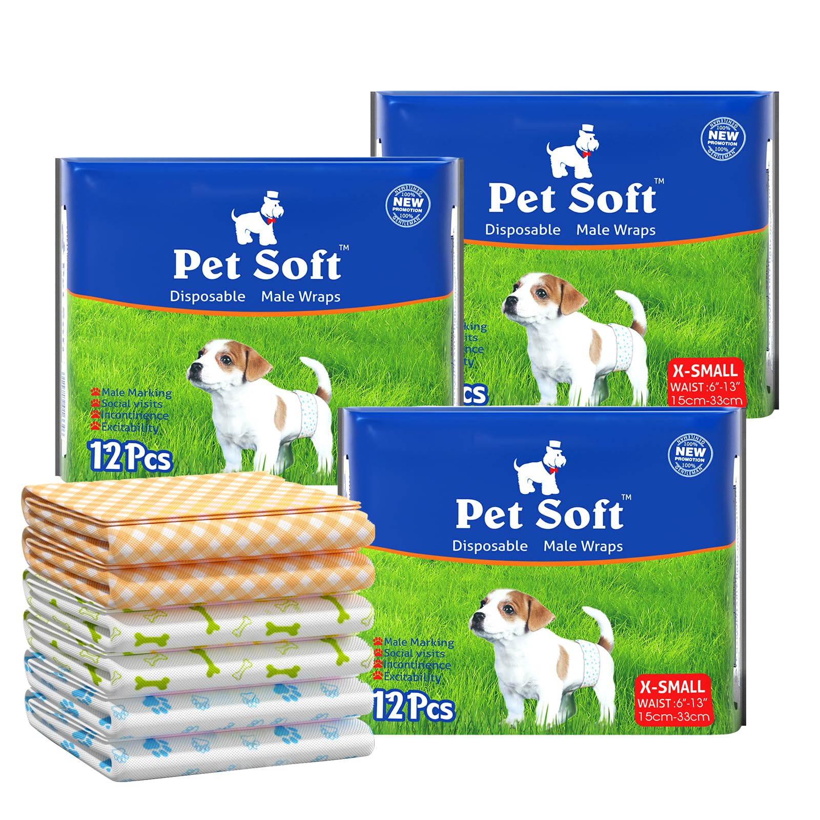 Male Dog Nappies Super Absorbent - White S 36count