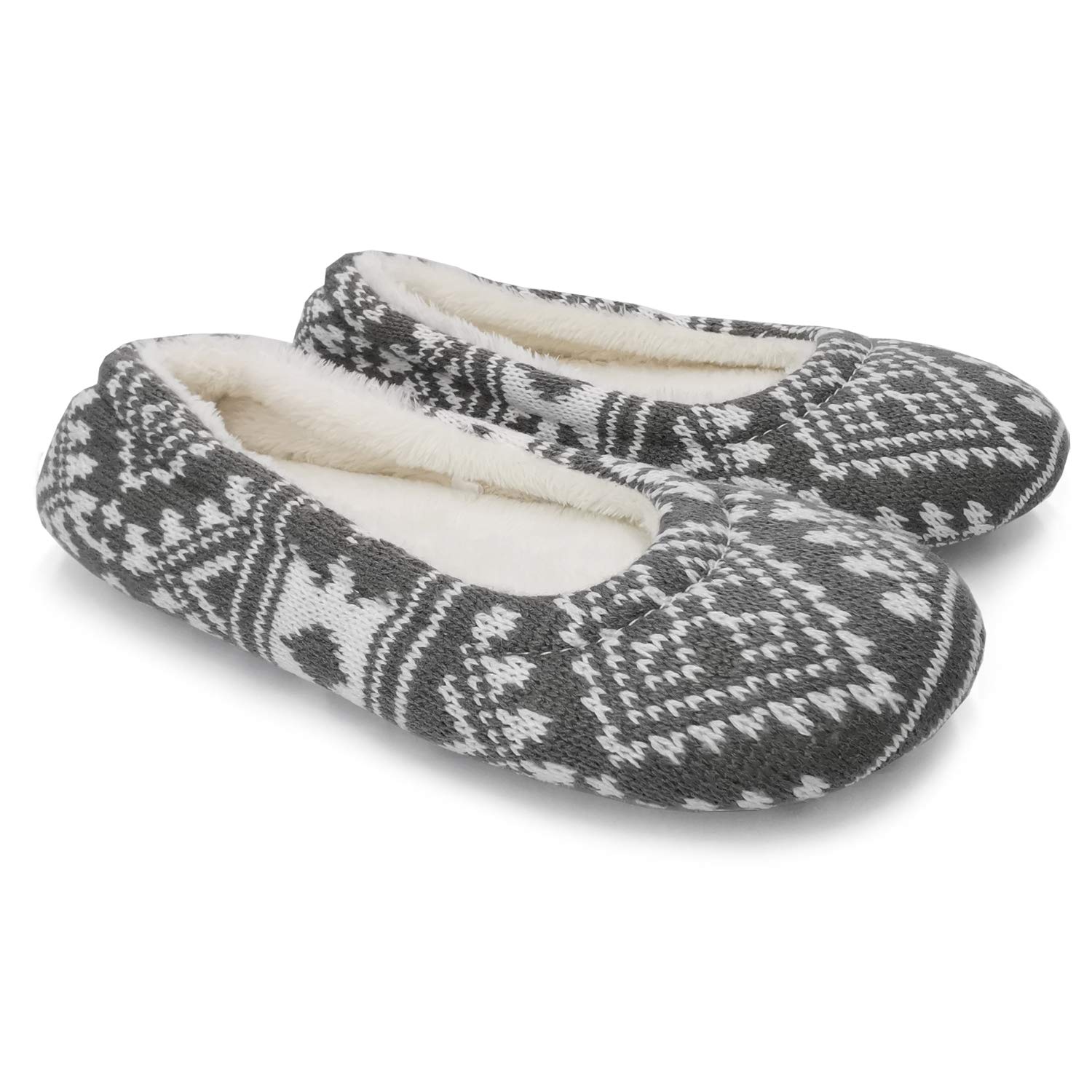 Women's Knit Ballerina Slippers - Light Grey UK 3/4-image-c6280206-ca27-4942-ab72-7051ccfb4e73-121581