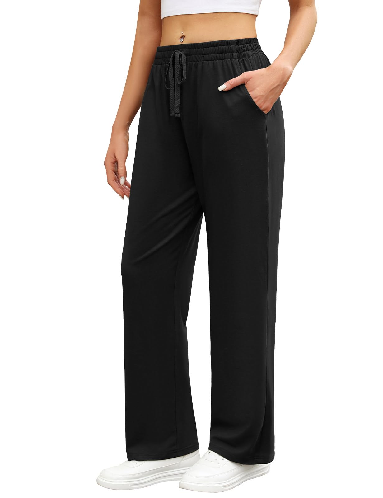 TOMEEK Joggers for Women Cotton Wid Leg Ladies Running,Black,Size-image-b439ff27-7291-4fd0-8aca-9bd2399f3ccf-55166
