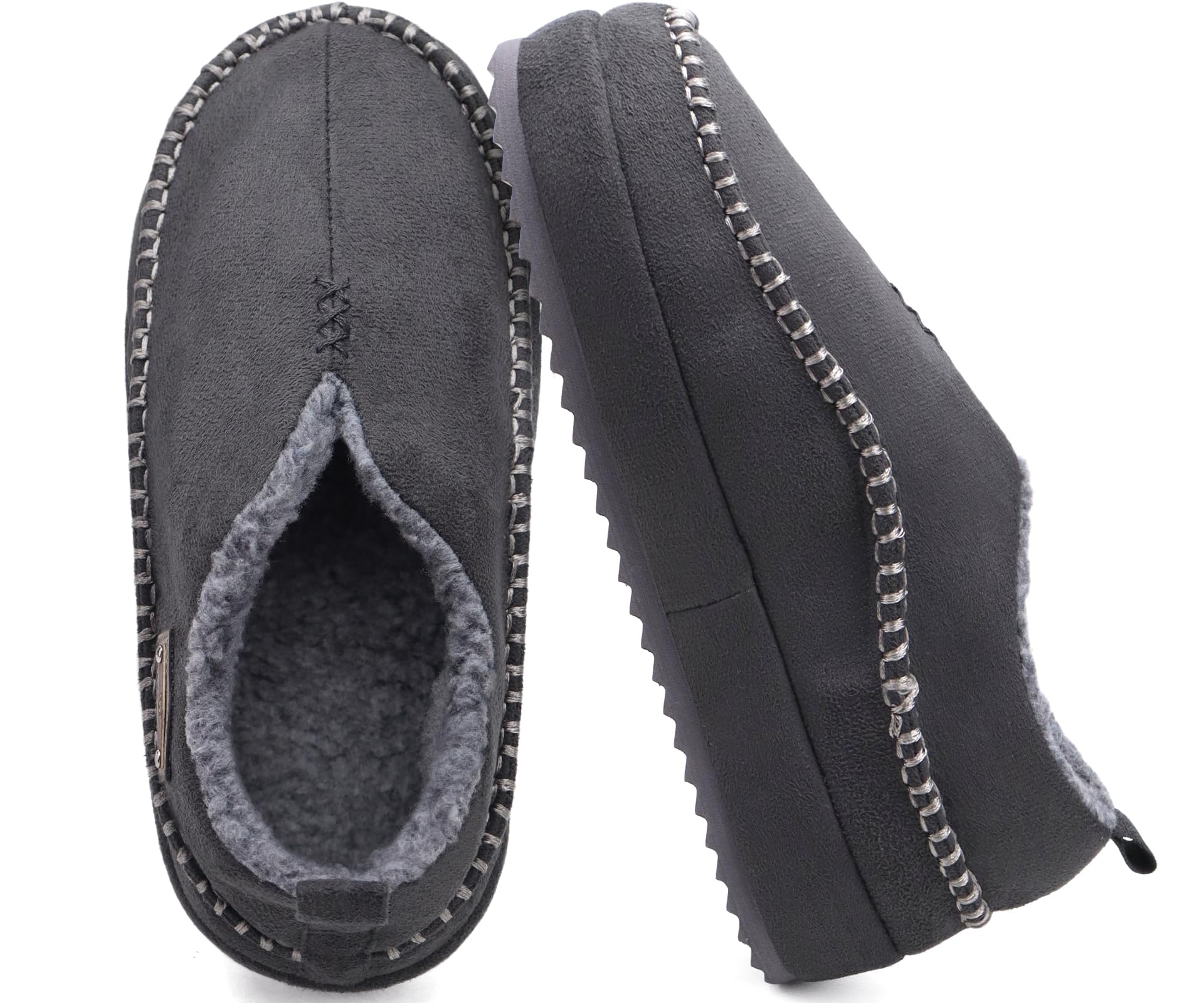 Men's Moccasin Slippers Memory Foam - Grey UK 11