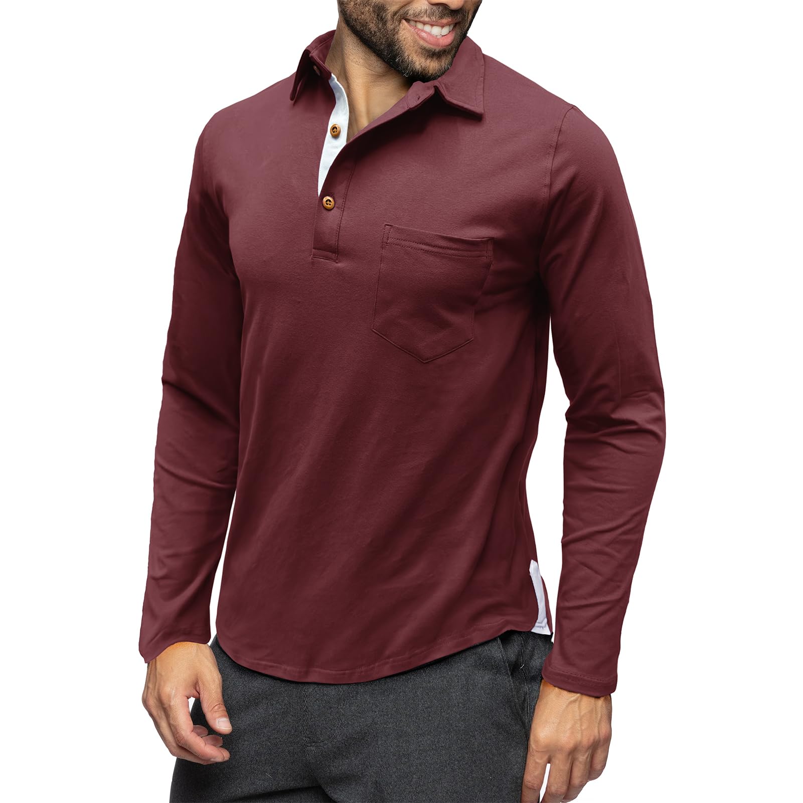 Men's Long Sleeve Polo Shirt - Red L-image-77fb799c-df41-415b-9cb8-6fb424833b19-89192