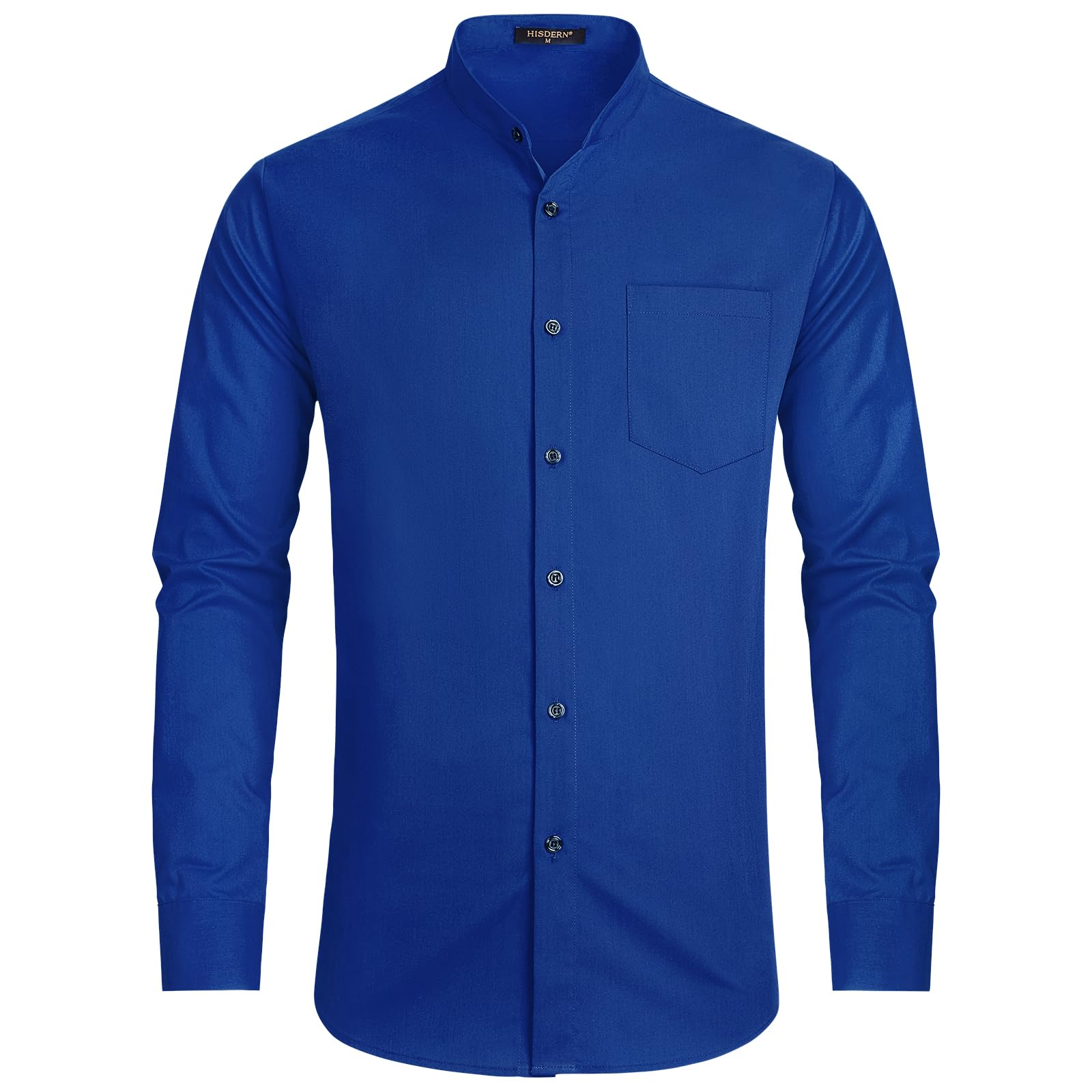 Men's Collarless Grandad Shirt - Royal Blue M-image-9ea1ee40-ba04-449d-8985-395f9f50487c-101773