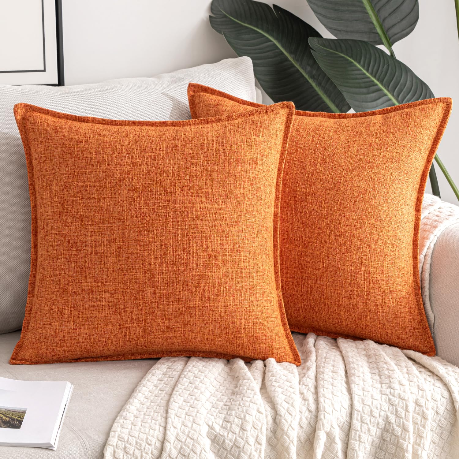 MIULEE Cushion Covers Decorative Square Linen Throw Faux 45x45cm 2