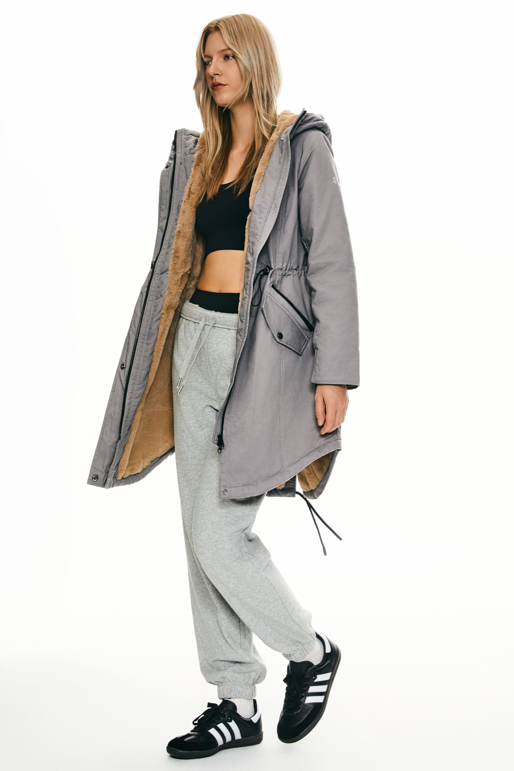 Women'S Thickened Parka Coat - Windproof, Fleece Lined, Hooded