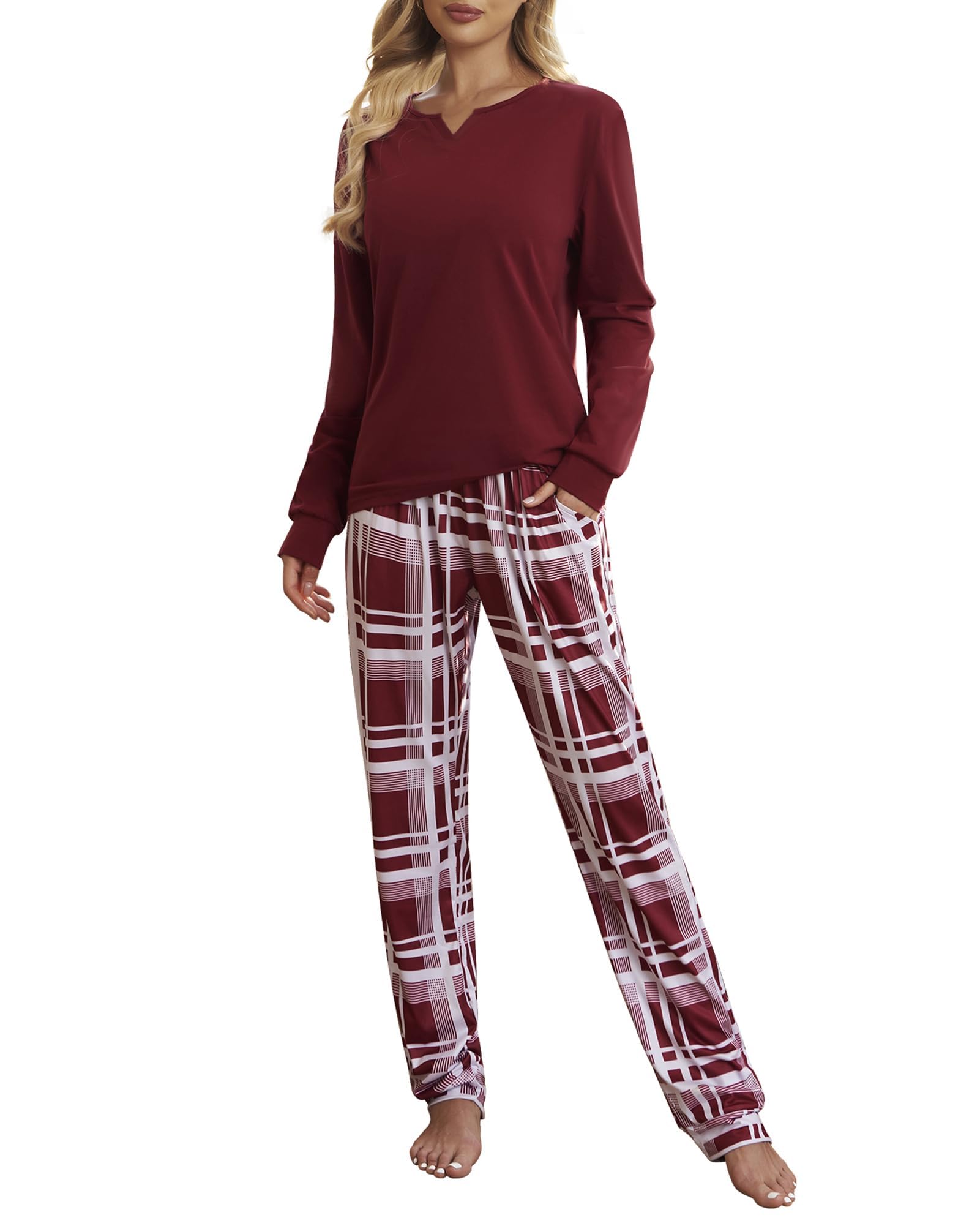Women's Checked Pyjama Set - Red XXL-image-c6c7b8bb-a5ee-42ac-9215-5ed655fc852e-115159