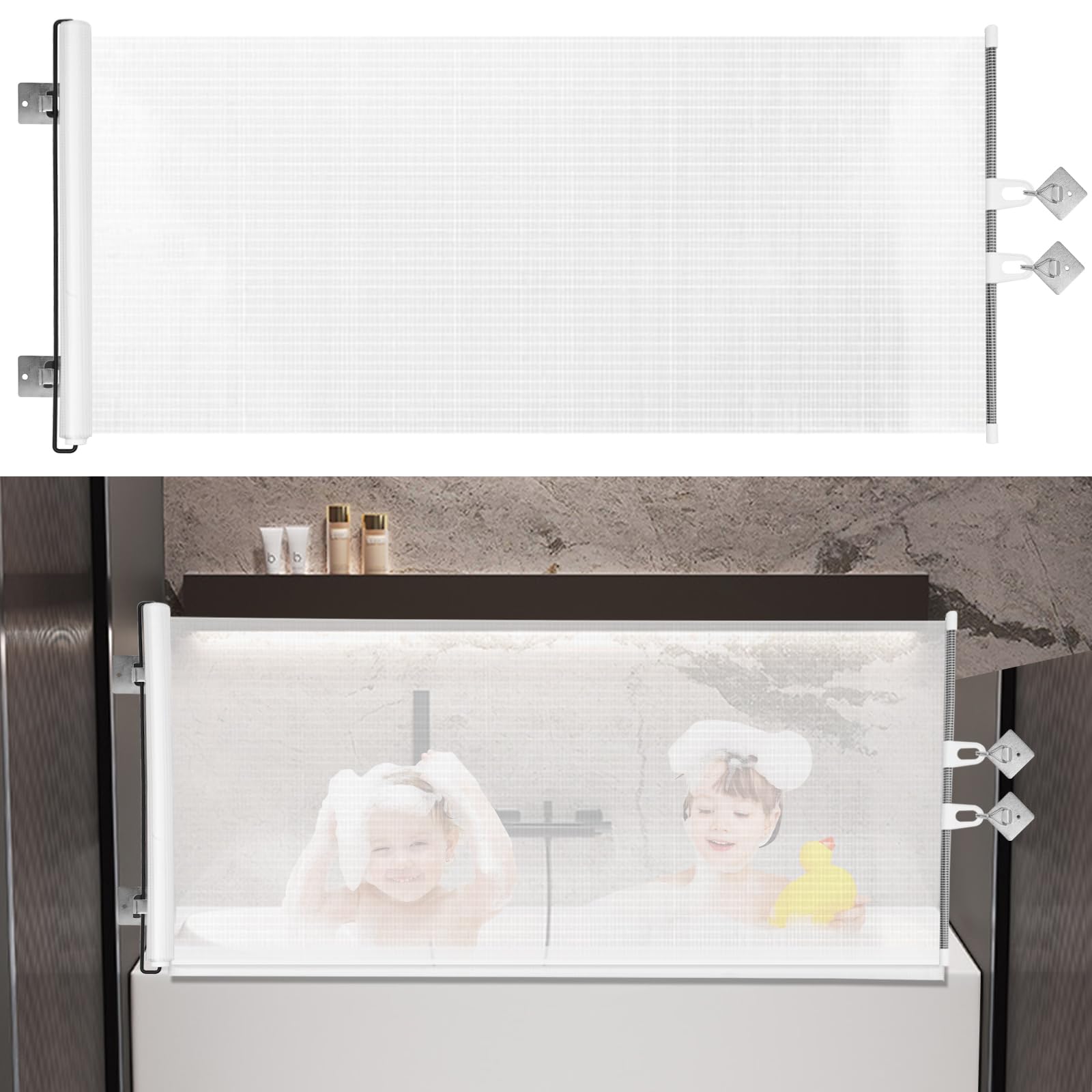 Retractable Bathtub Splash Guard - White