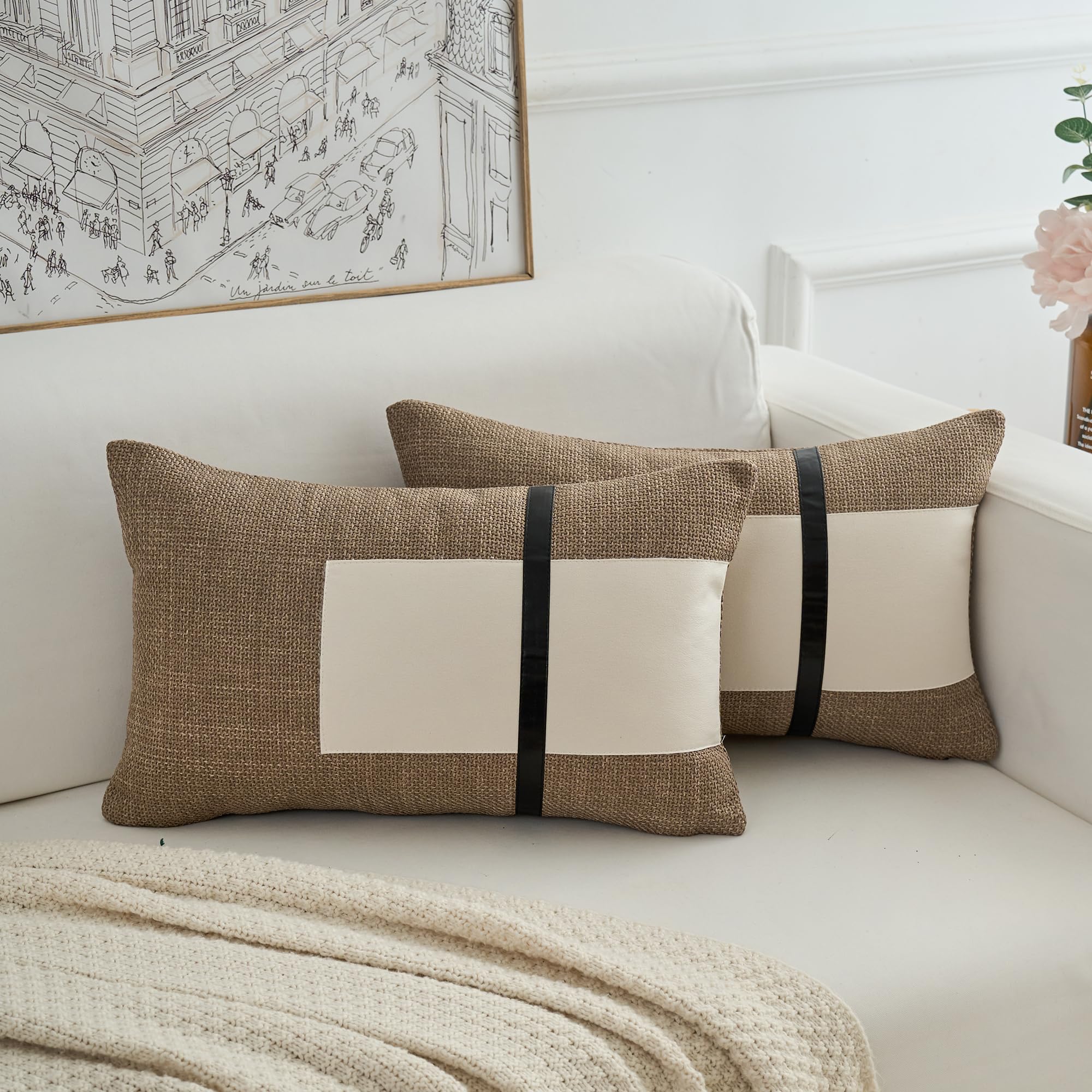 Cushion Covers Set of 2 Decorative - Light Brown 30x50cm-image-41c9efb6-5433-4b78-a7da-6ddd9231e2dd-95509