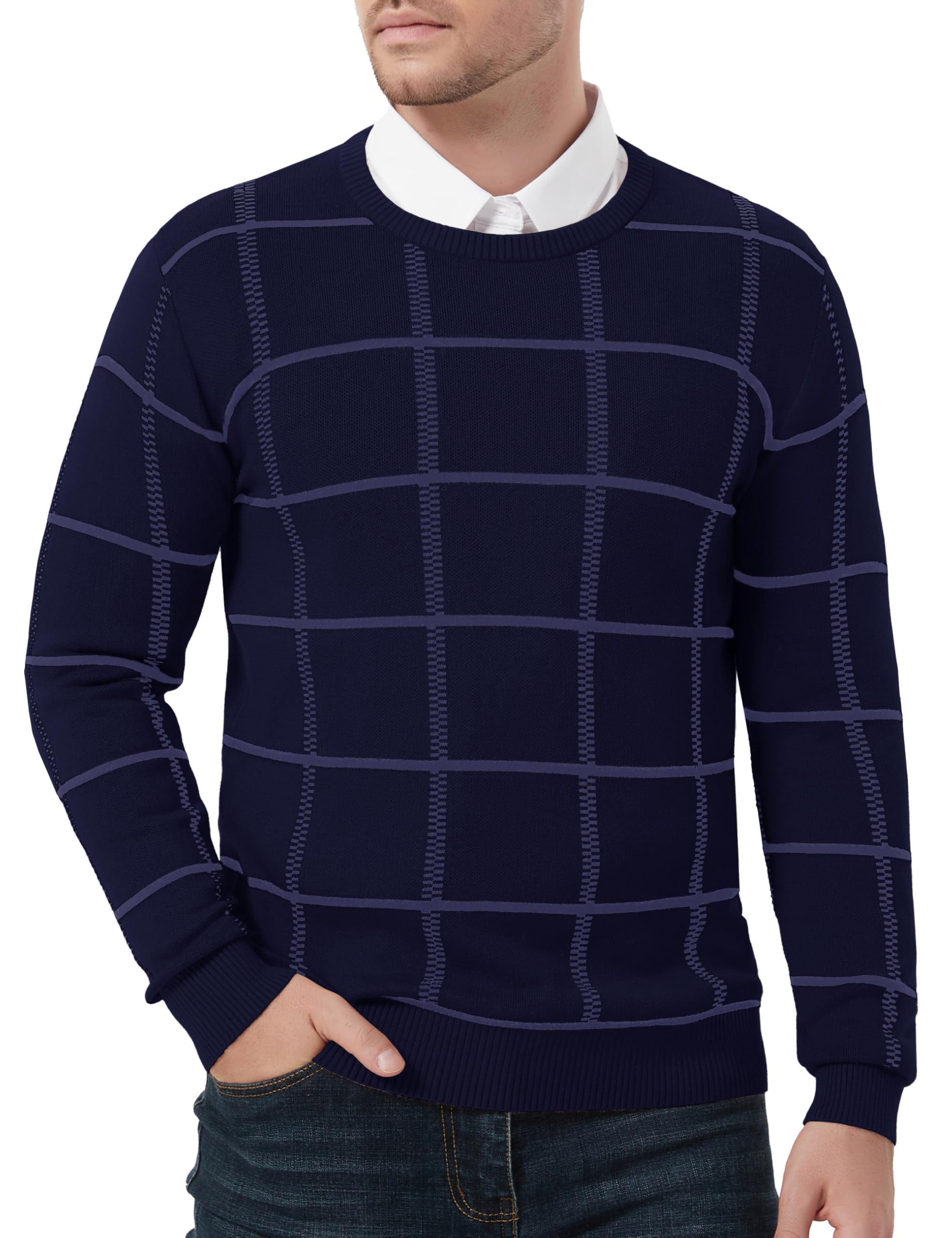 Men's Cotton Crew Neck Sweater - Navy Blue M-image-43daa8ad-ebd7-4ee9-aa56-92e688d1cd5e-102134