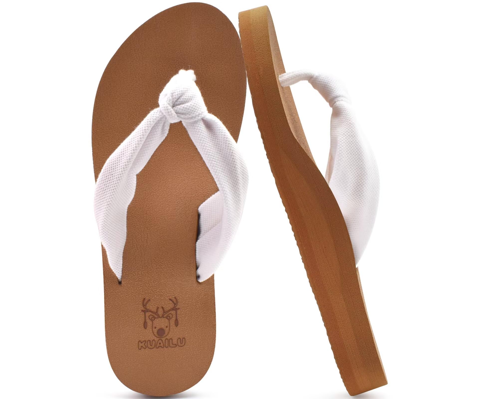 Women's Flip Flops Comfort - White Khaki UK 8-image-5070d257-bb85-4315-9296-e5d915c1ba2b-118684