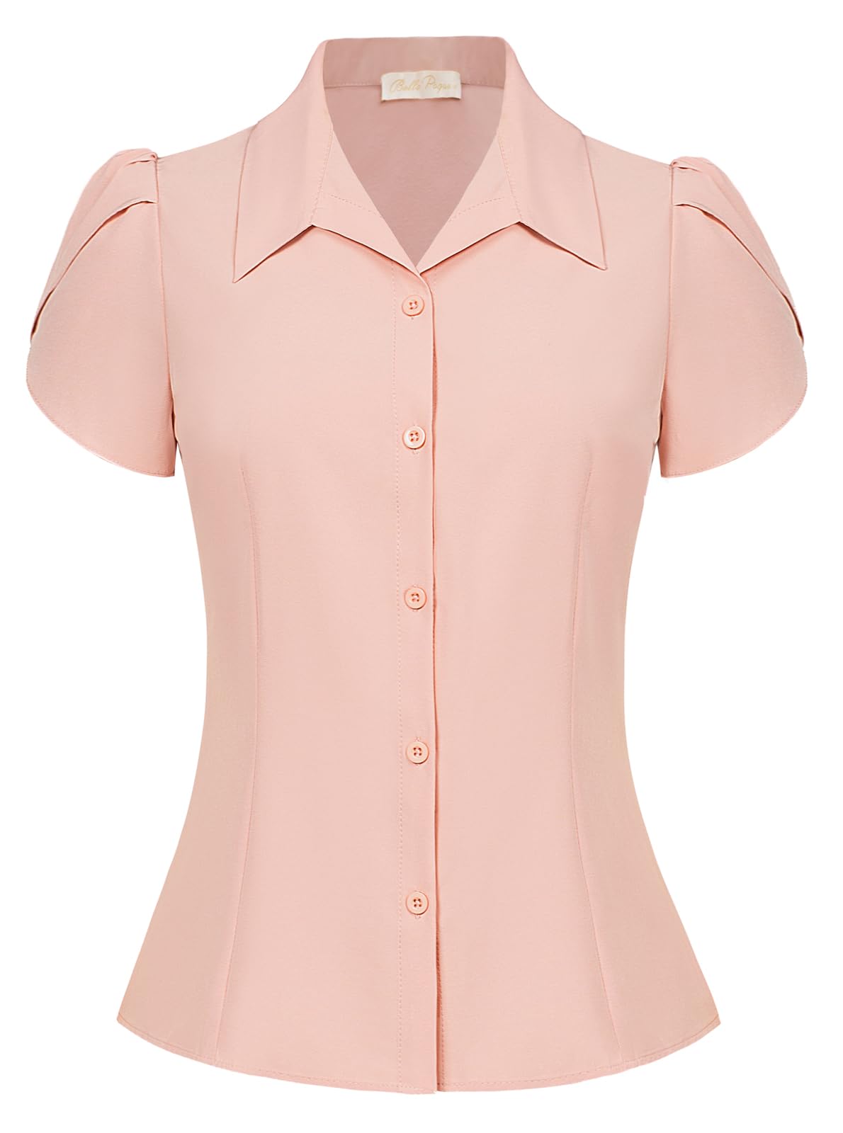 Elegant Pink V Neck Women's Top - Belle Poque Casual Button-Up Shirt XL-image-ee237a09-2b48-4c2a-aa73-5b70e45940fa-59956