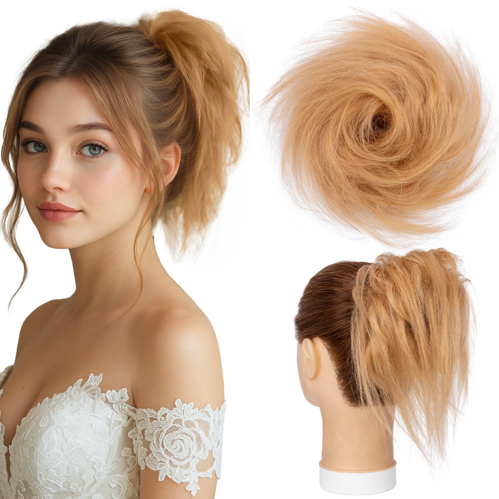 Human Hair Messy Bun Scrunchie - Dark Blonde #27 Fluffy-image-ebfab54b-757c-4db9-b897-6e51a1f01185-98674