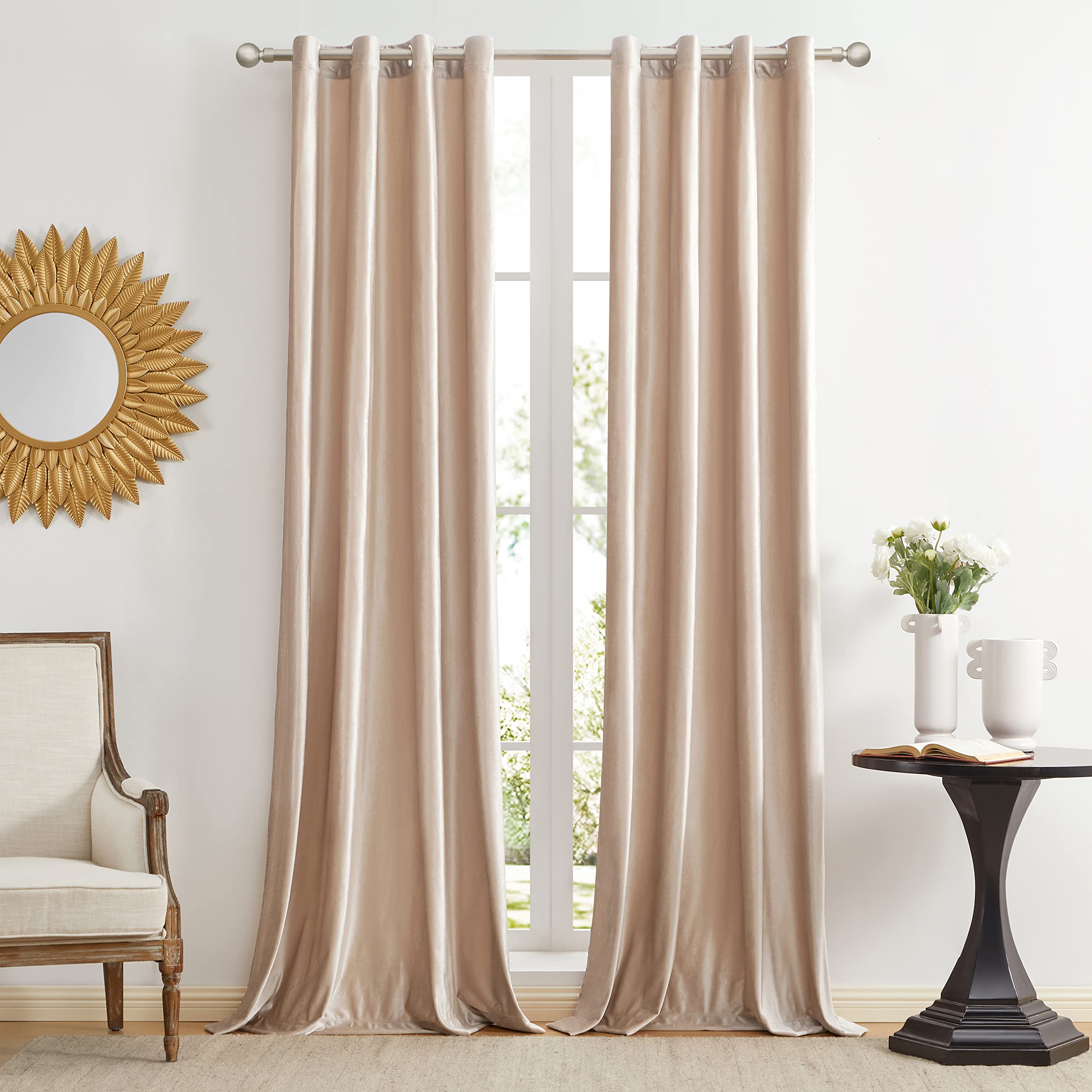 Velvet Blackout Curtains 2 Panels - Grey 46 x 90 Inch-image-9982fa84-659b-4cb4-ade3-24f51d78e471-112387